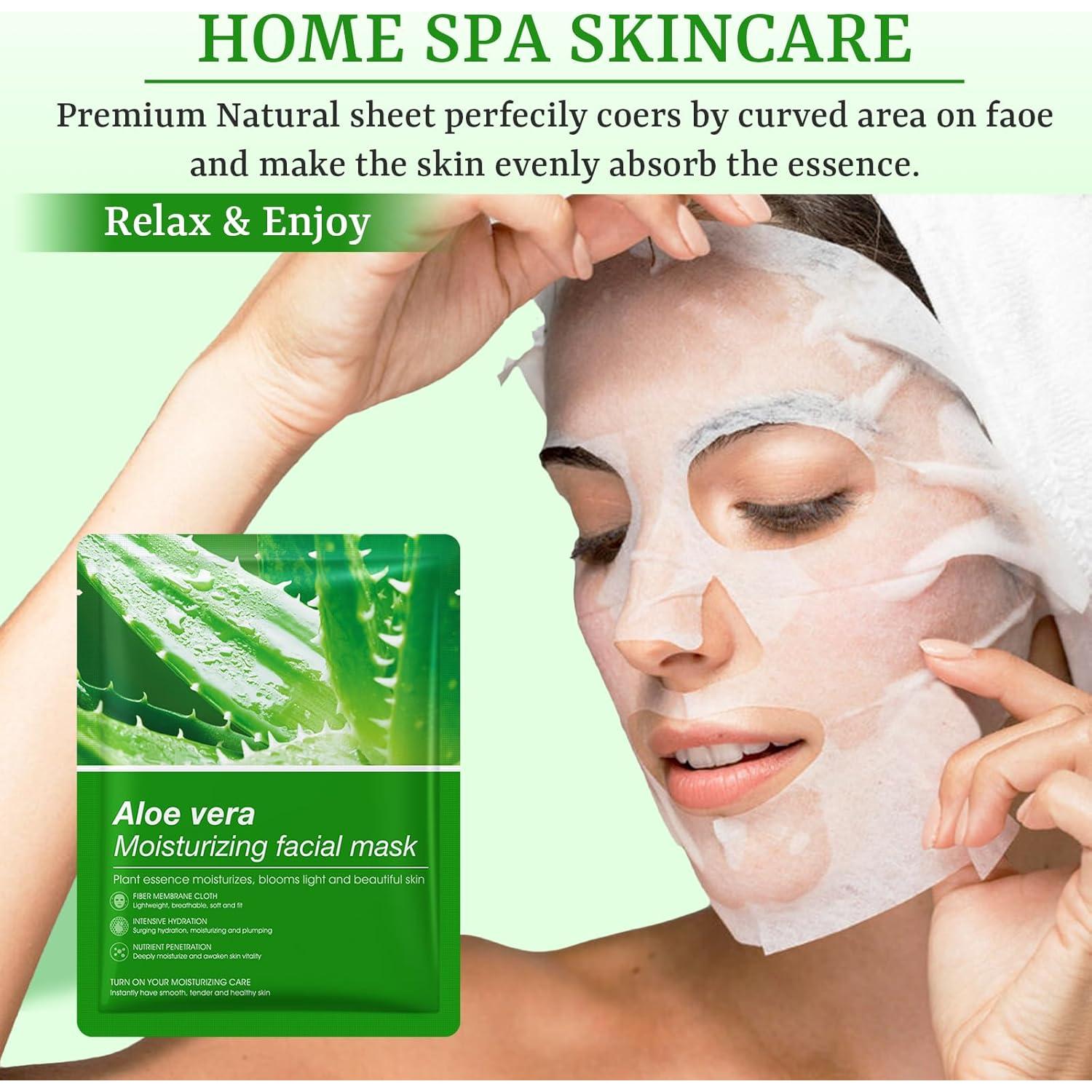 Mascarillas Faciales Hidratantes YTRAJU Aloe Vera 10 Piezas