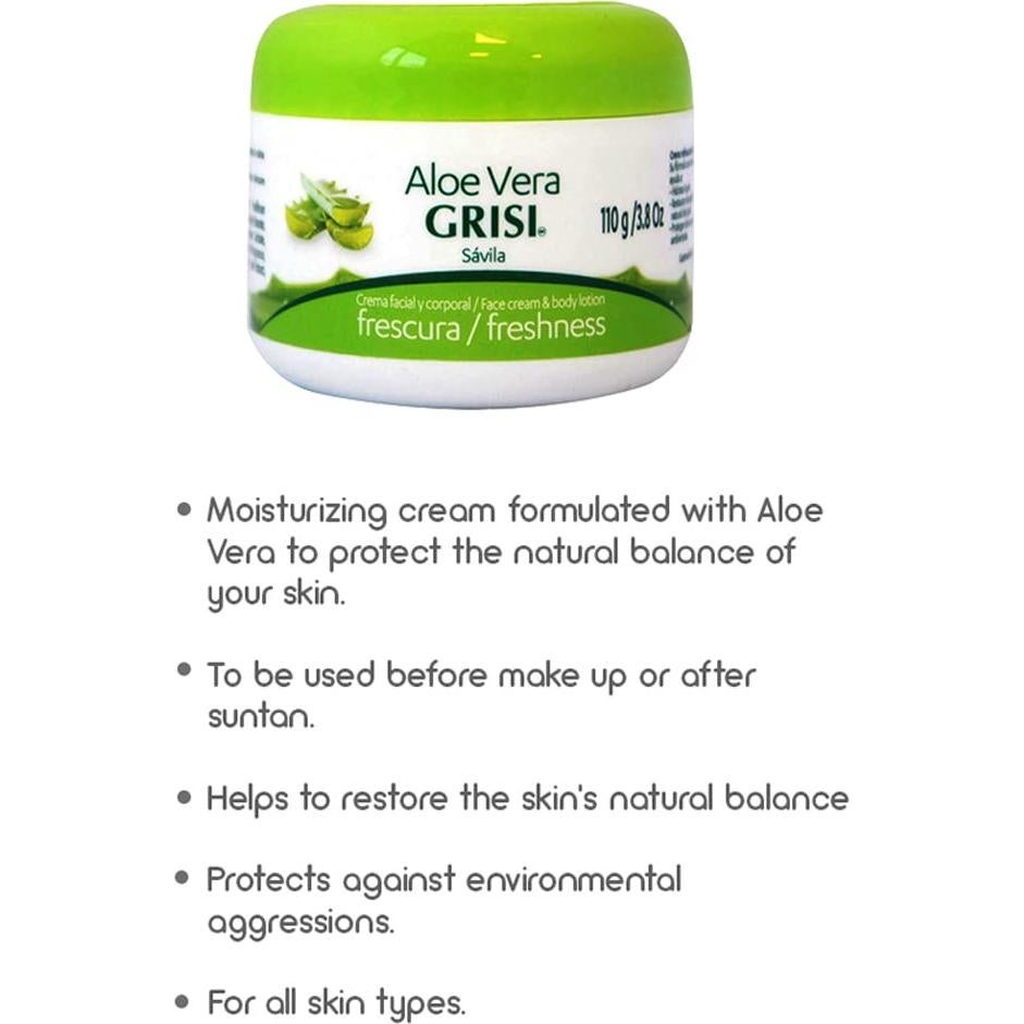 Crema Facial y Loción Corporal Aloe Vera Grisi 107g (Paquete de 2)