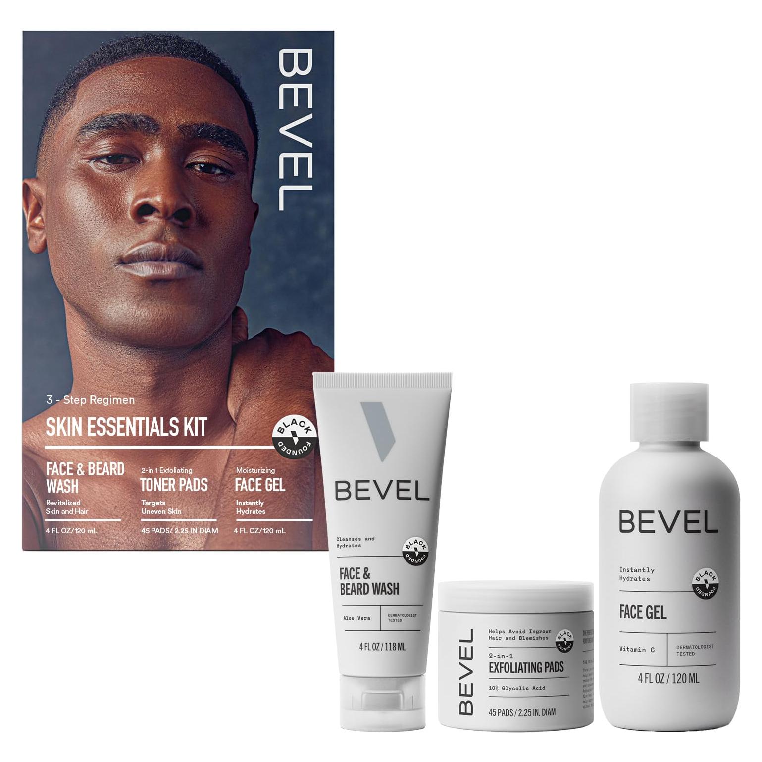 Kit de Cuidado de Piel Facial Bevel para Hombres - Limpiador, Exfoliantes y Hidratante