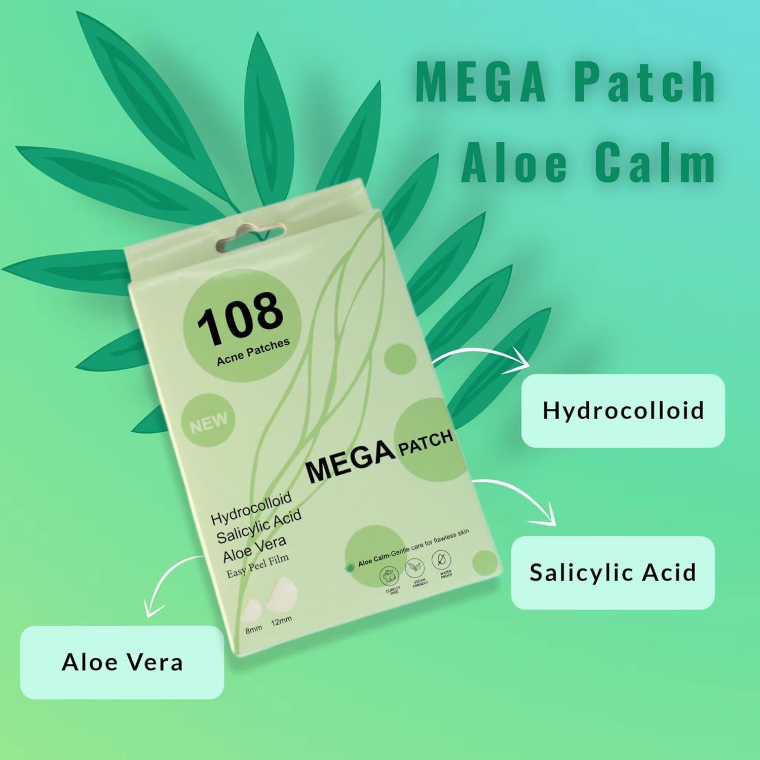 Parche para Acné Mega Patch Aloe Vera 108 unidades 8x12mm