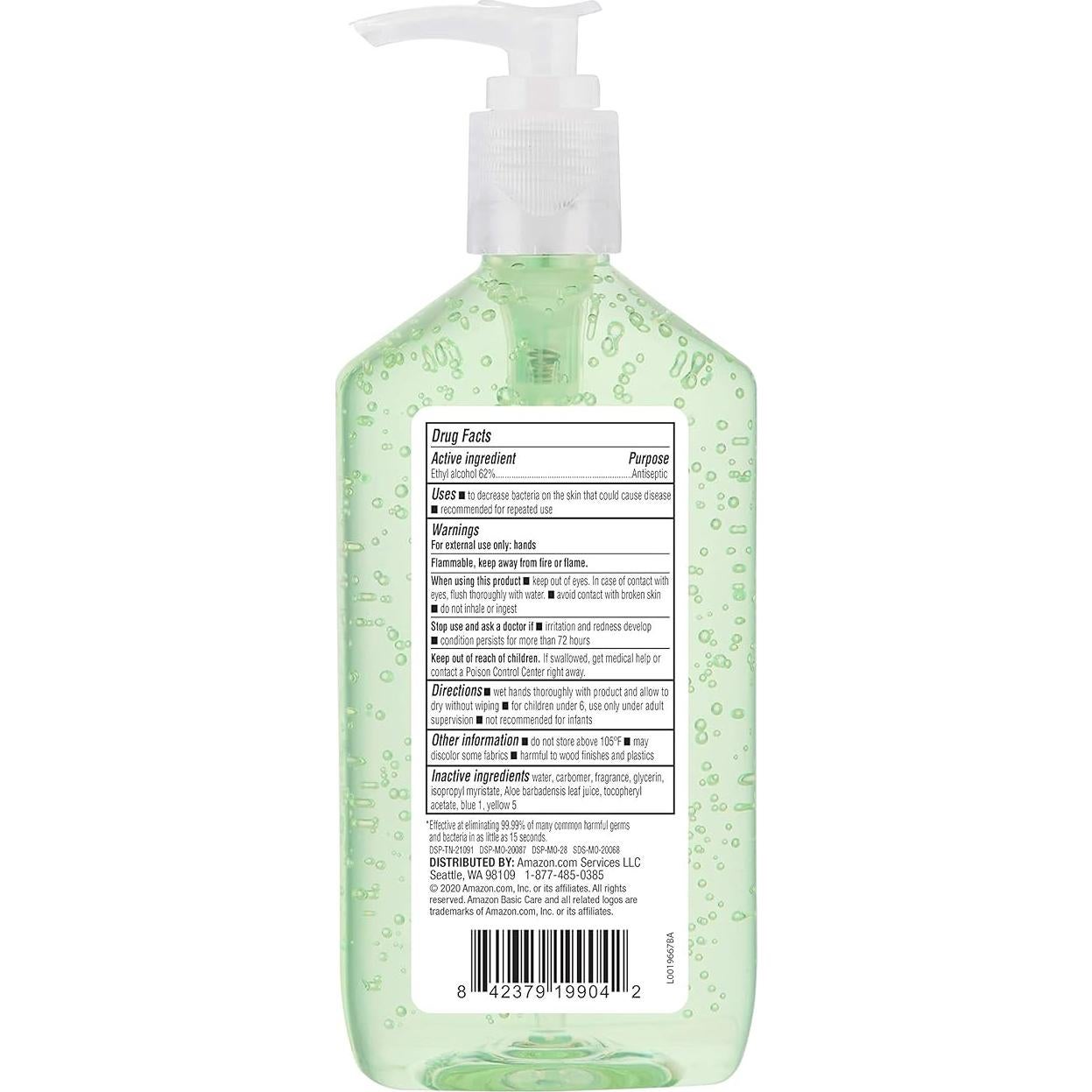 Desinfectante de Manos Amazon 355 ml Aloe Vera 62% Alcohol - Paquete de 6