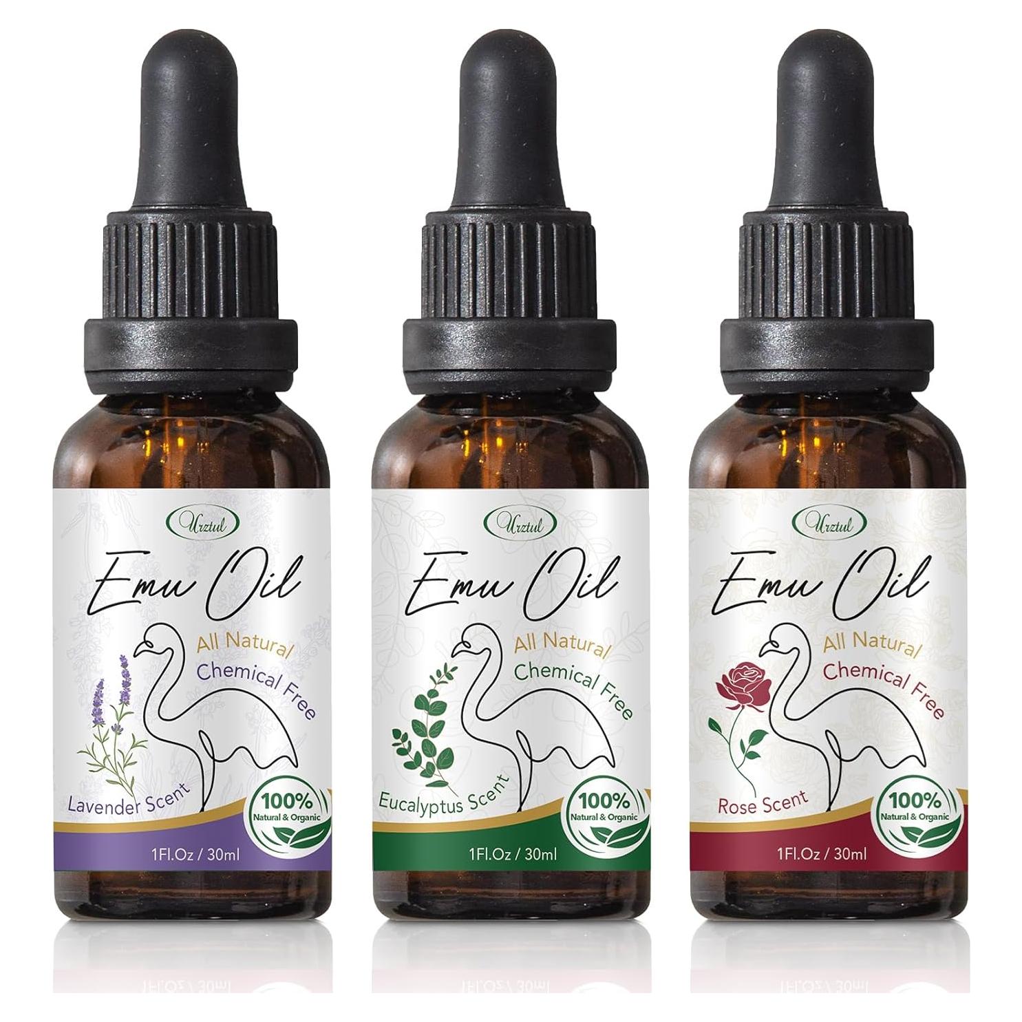 Aceite de Emú URZTUL 3 PCS: Rosa, Lavanda, Eucalipto Hidratante