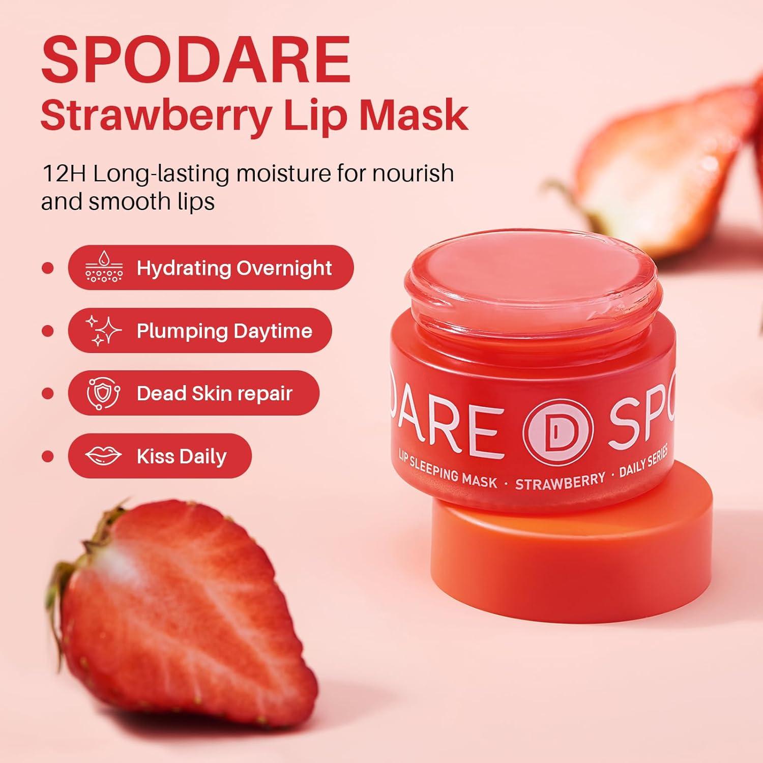 Mascarilla Labial de Noche Fresa SPODARE - 12.42 ml Hidratante