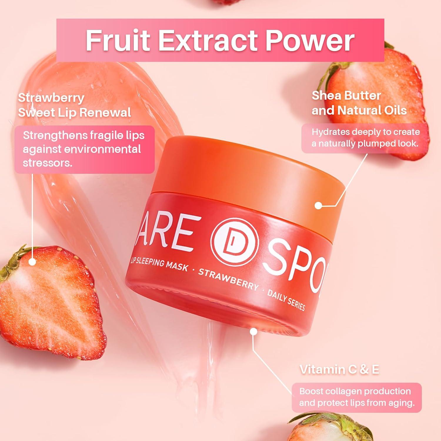 Mascarilla Labial de Noche Fresa SPODARE - 12.42 ml Hidratante