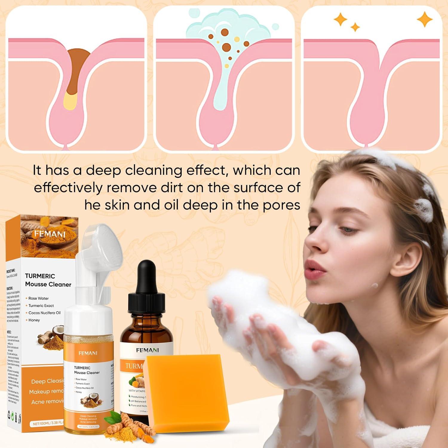 Juego de Cuidado Facial de Cúrcuma Femeni - Jabón y Aceite