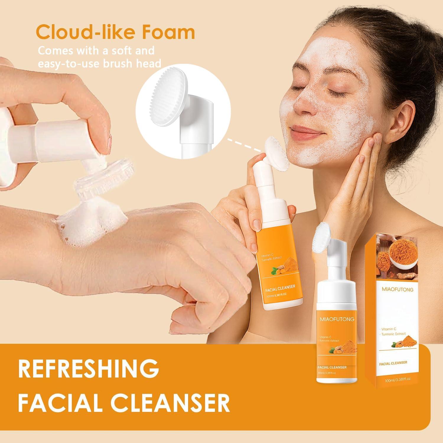 Set de Cuidado Facial y Corporal QVKZL - 2 Limpiadores y 3 Jabones de Cúrcuma