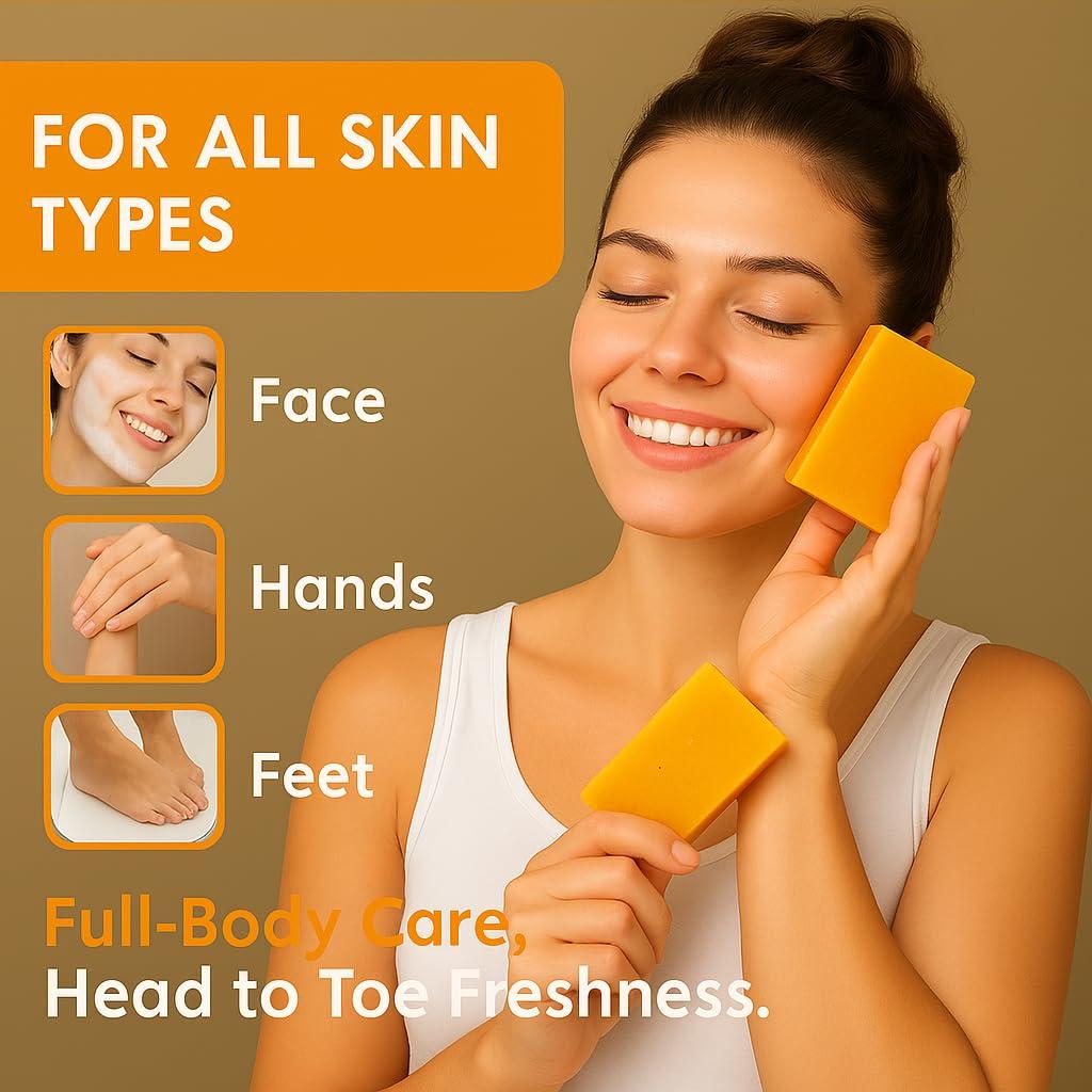 Set de Cuidado Facial y Corporal QVKZL - 2 Limpiadores y 3 Jabones de Cúrcuma