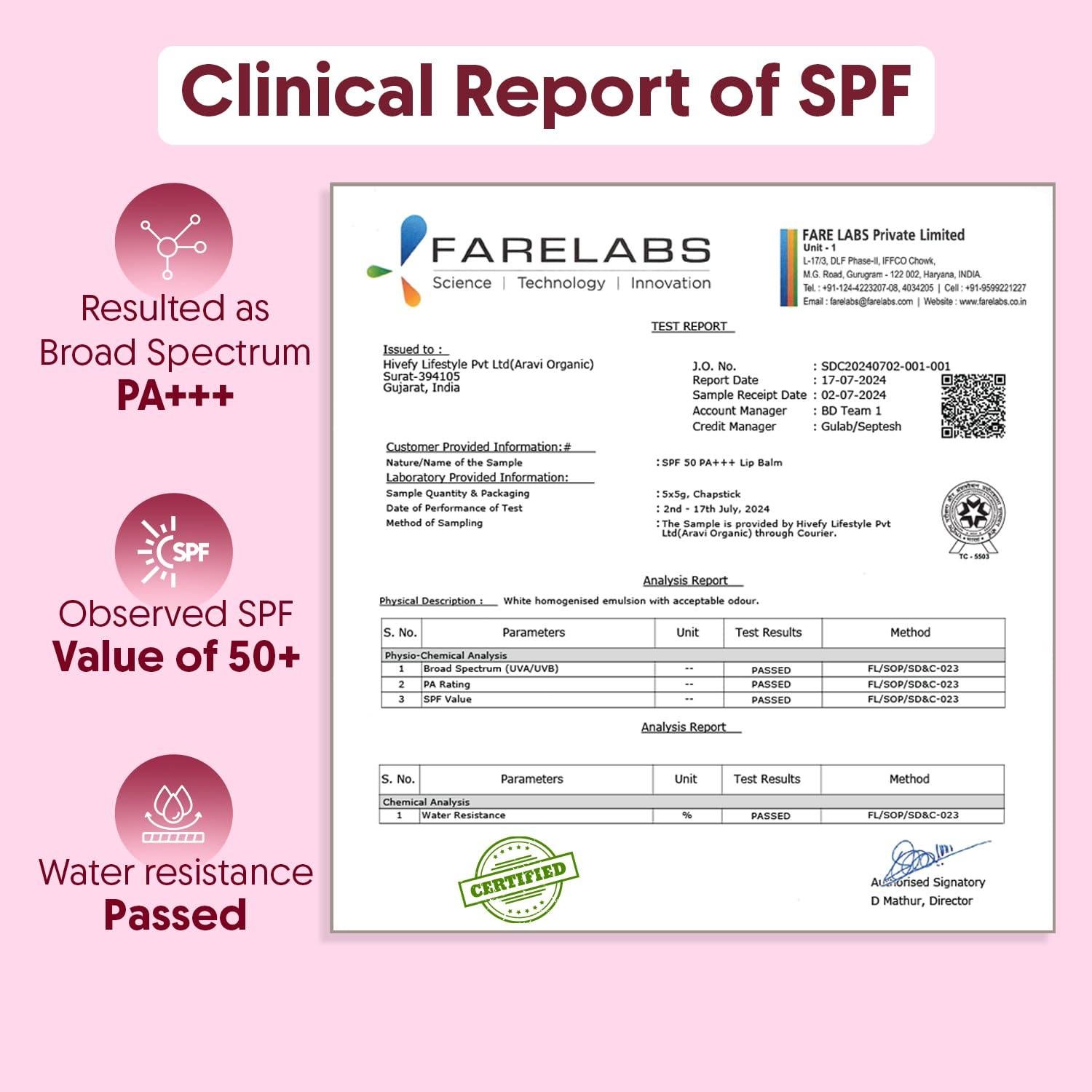 Bálsamo Labial Tinte Orgánico Aravi SPF 50 - 5g