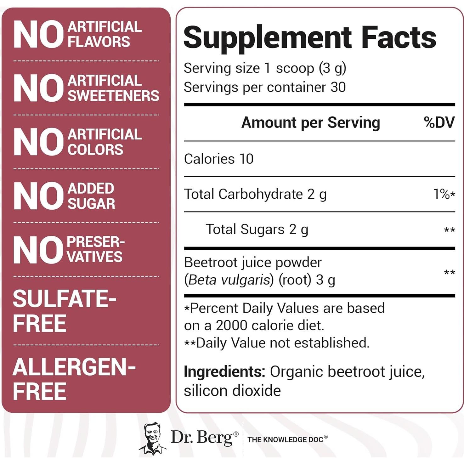 Polvo de Remolacha Orgánica Dr. Berg - 30 Porciones 45g