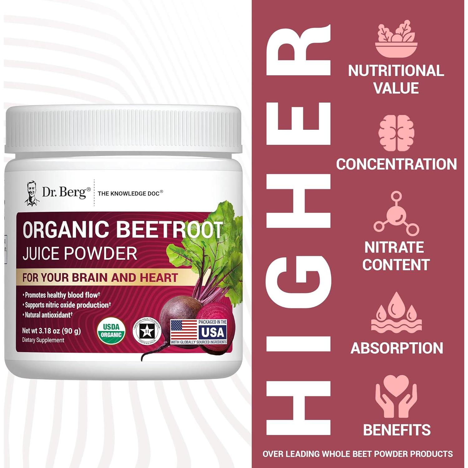 Polvo de Remolacha Orgánica Dr. Berg - 30 Porciones 45g