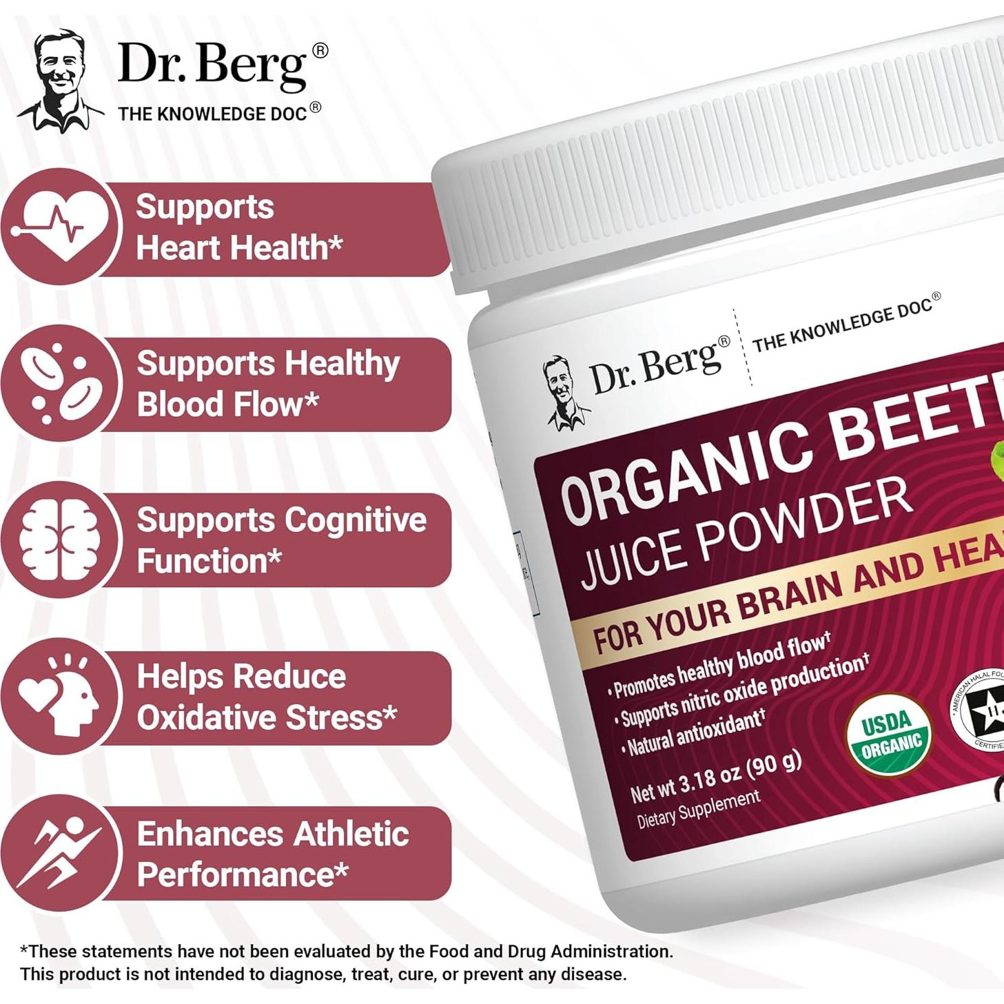 Polvo de Remolacha Orgánica Dr. Berg - 30 Porciones 45g