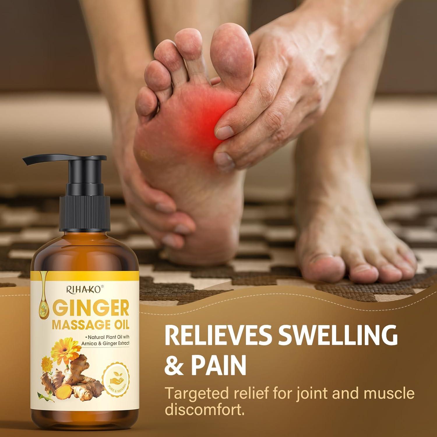 Aceite de Masaje de Jengibre RIHAKO 221g - Alivio Muscular y Drenaje