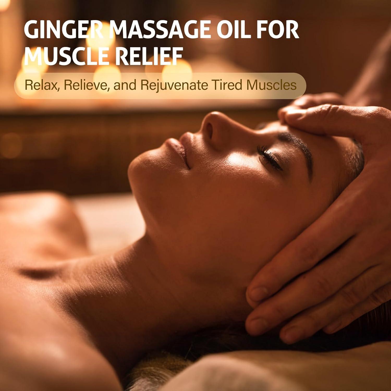 Aceite de Masaje de Jengibre RIHAKO 221g - Alivio Muscular y Drenaje