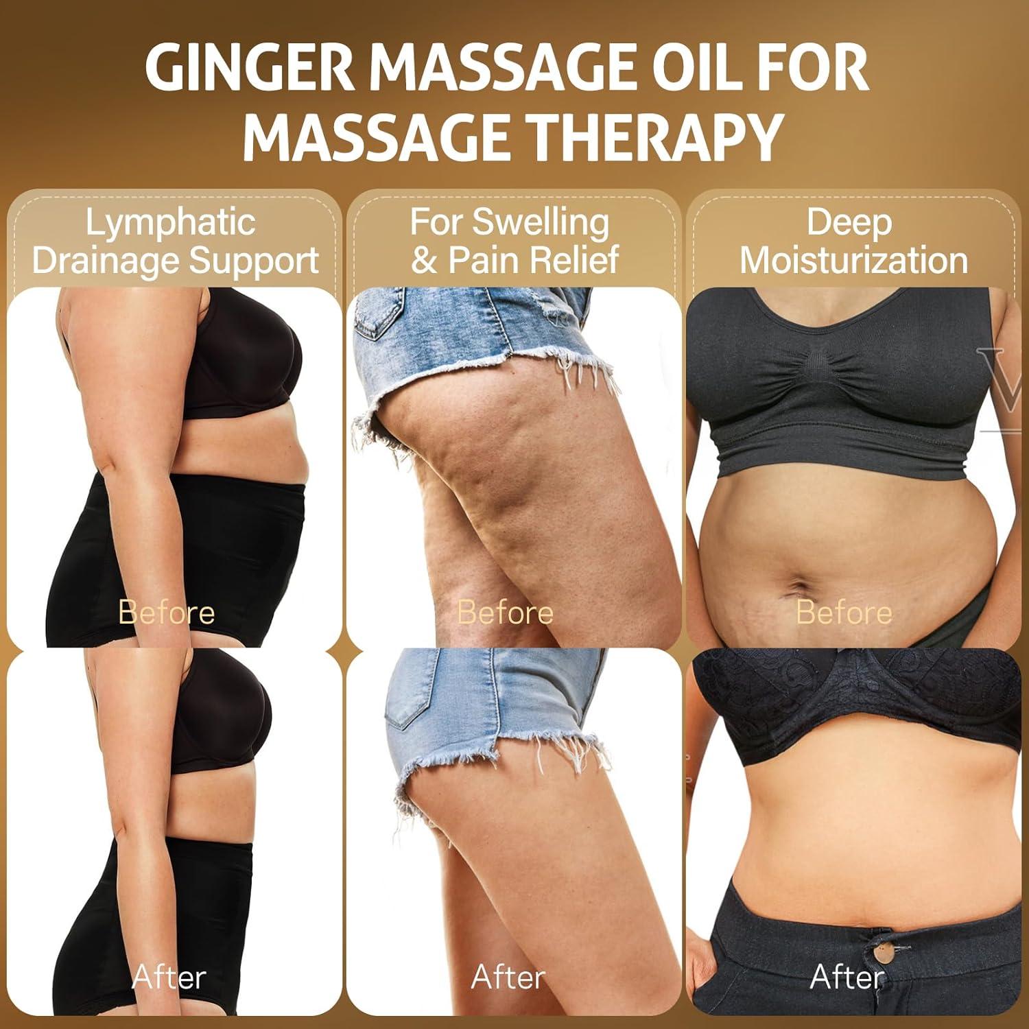 Aceite de Masaje de Jengibre RIHAKO 221g - Alivio Muscular y Drenaje