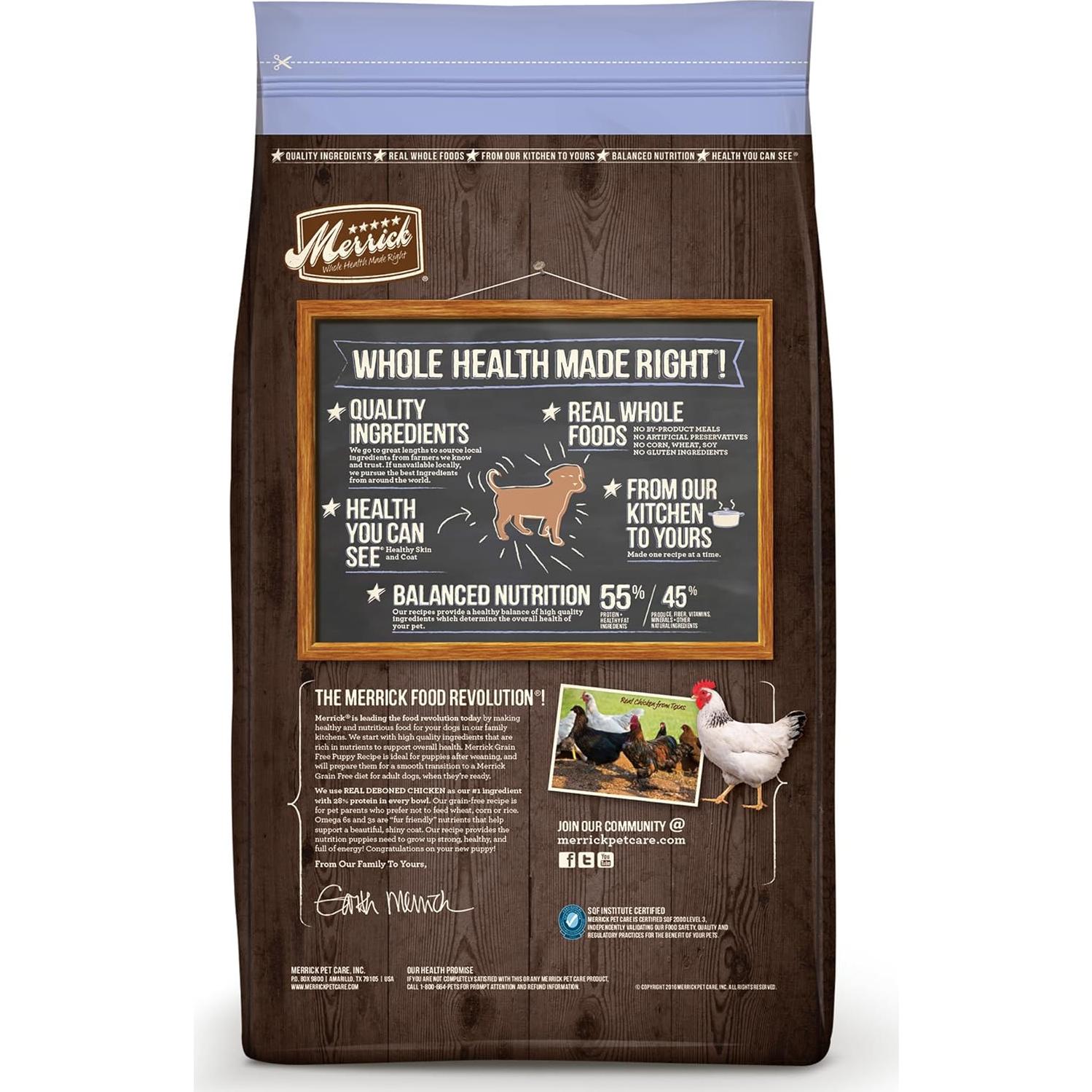 Comida Seca para Cachorros Merrick Pollo y Batata 1.81 kg