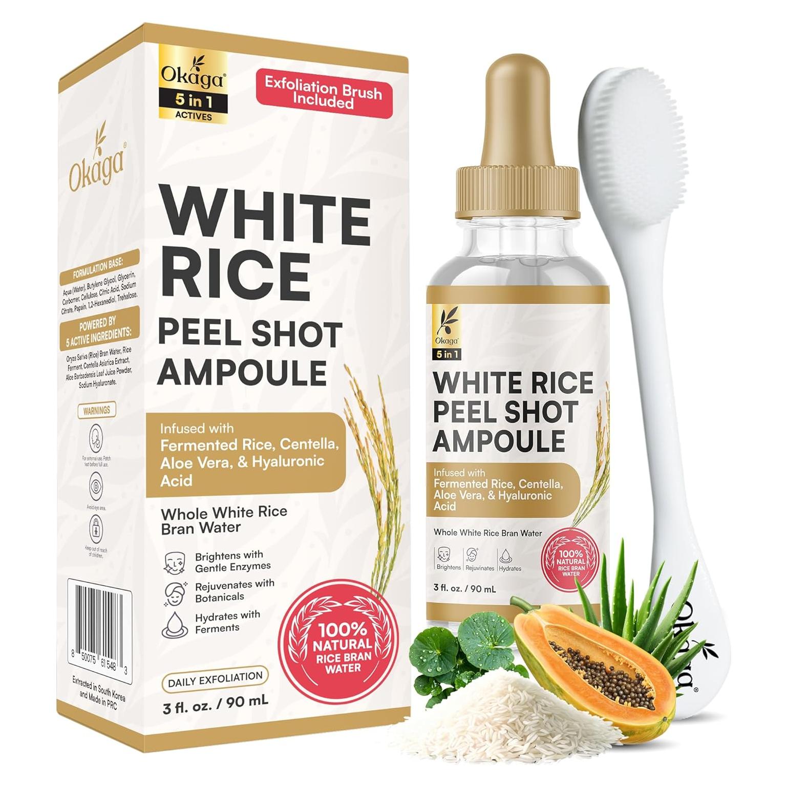 Ampoule Exfoliante de Arroz Okaga 90 mL - Piel Suave y Brillante