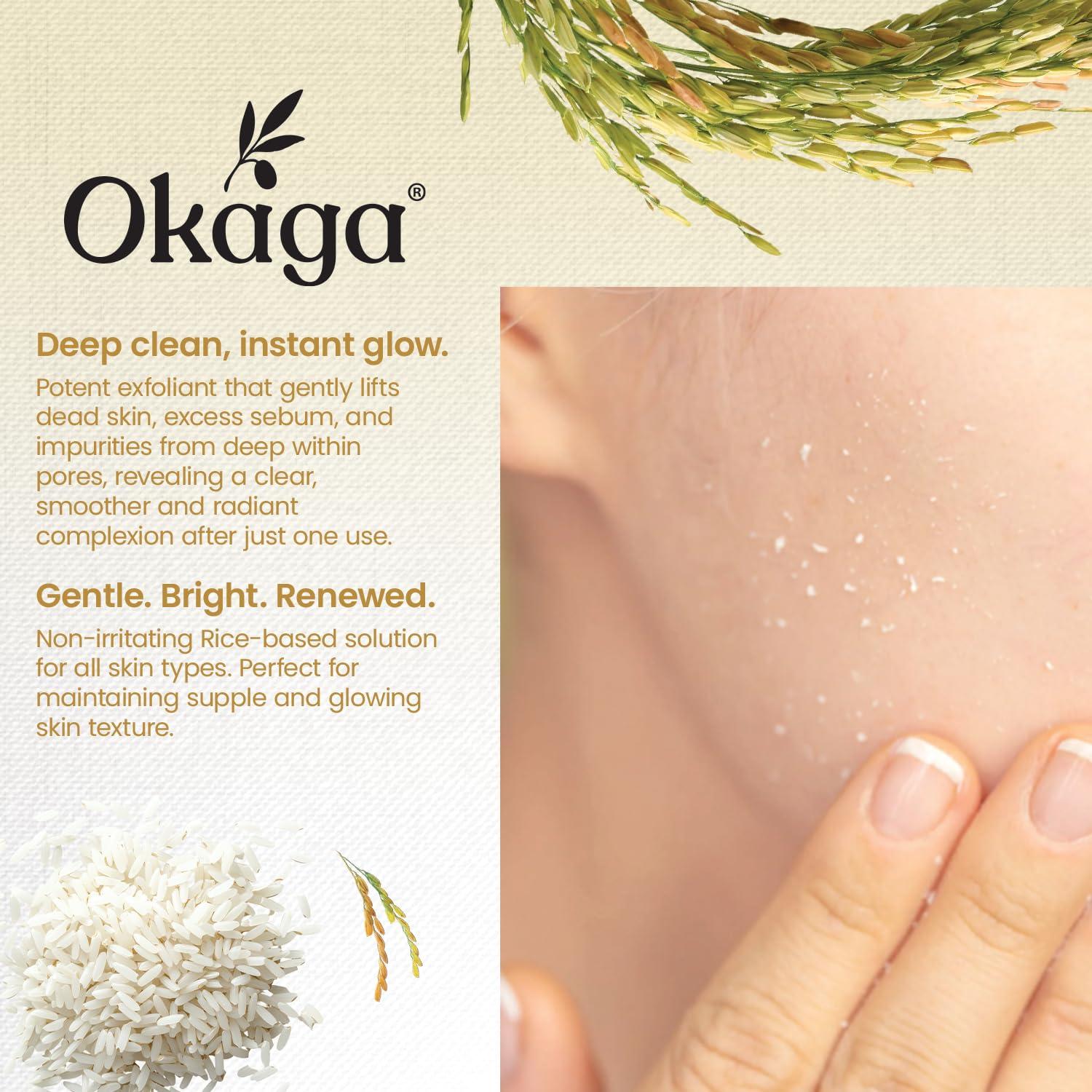 Ampoule Exfoliante de Arroz Okaga 90 mL - Piel Suave y Brillante