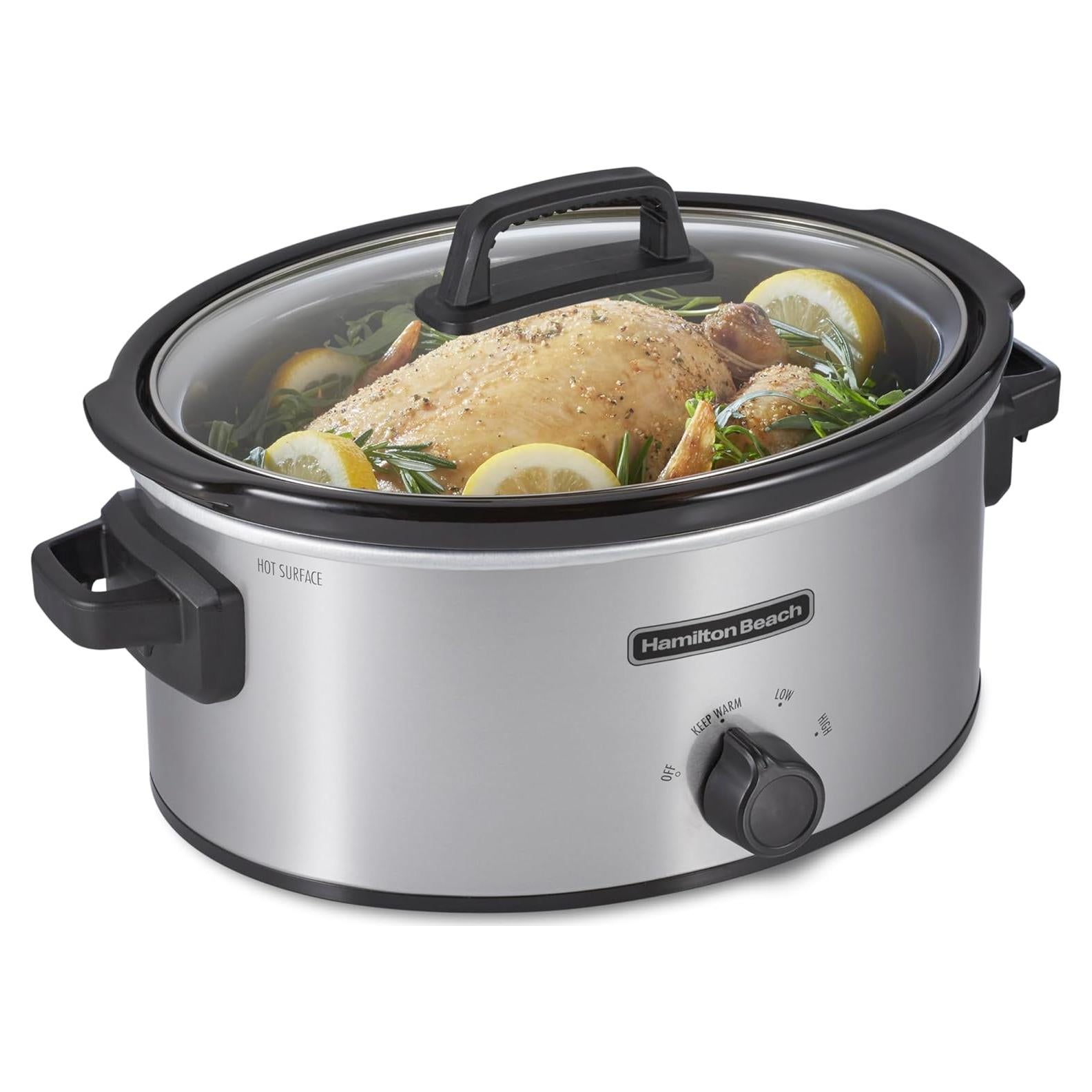 Olla de Cocción Lenta Hamilton Beach 6L 3 Configuraciones Plata