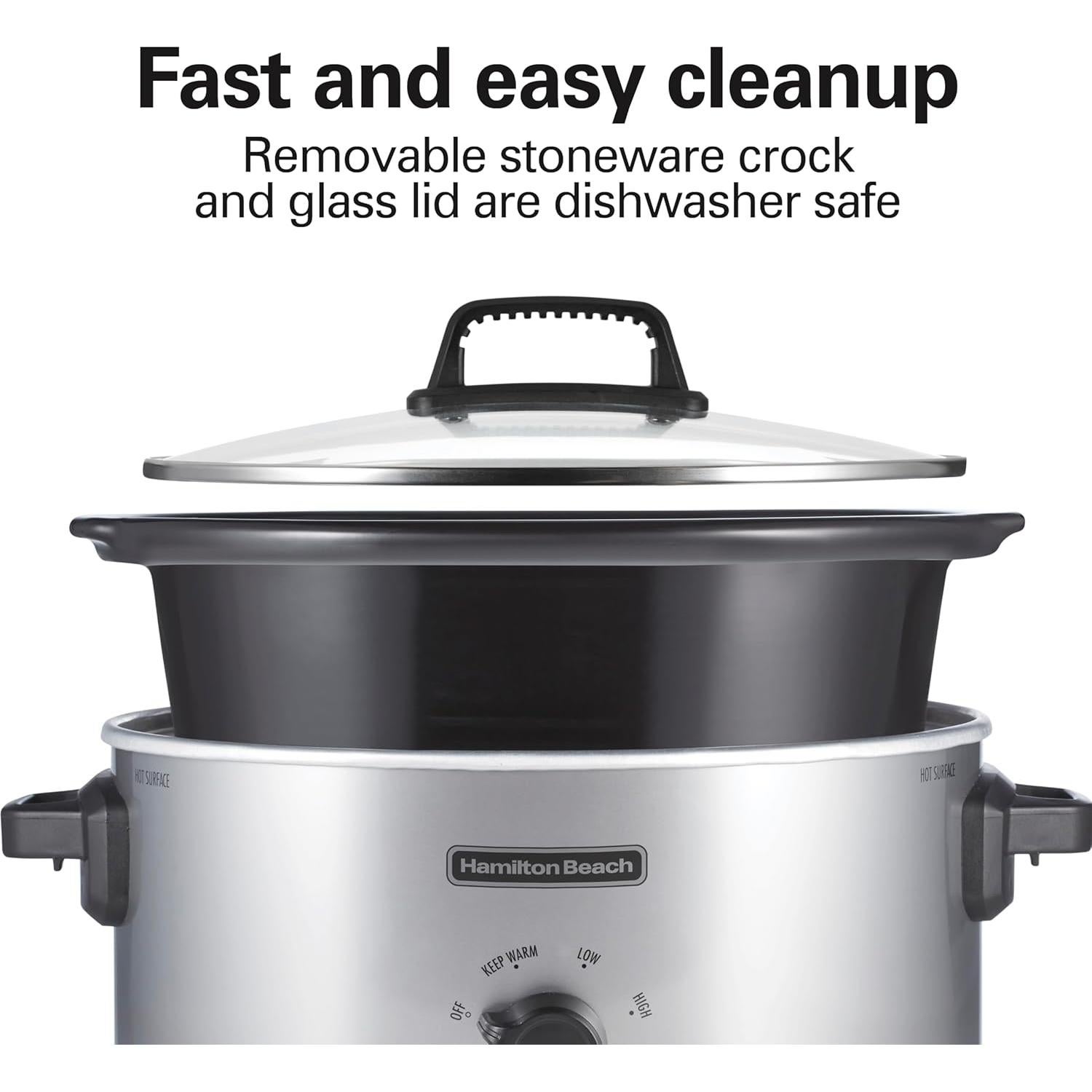 Olla de Cocción Lenta Hamilton Beach 6L 3 Configuraciones Plata