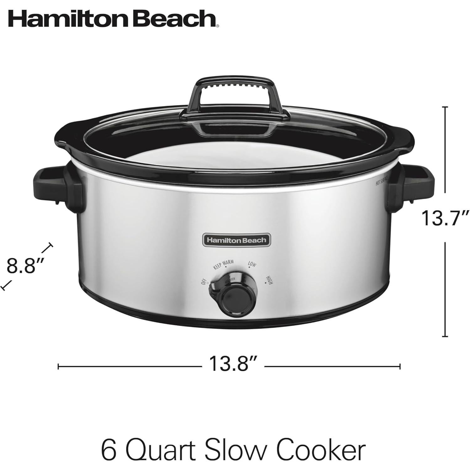 Olla de Cocción Lenta Hamilton Beach 6L 3 Configuraciones Plata