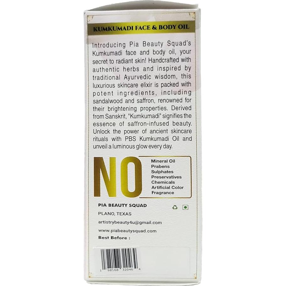 Aceite Kumkumadi PIA Beauty Squad 28g - Hidratante y Iluminador