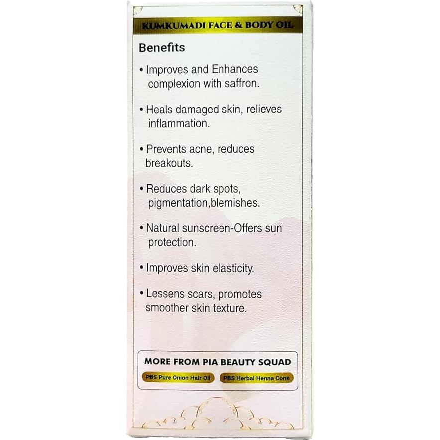 Aceite Kumkumadi PIA Beauty Squad 28g - Hidratante y Iluminador