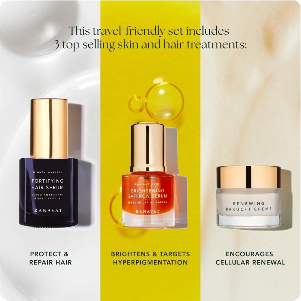 Kit de Viaje RANAVAT Royal Trio - Suero Aclarador, Crema y Suero Capilar