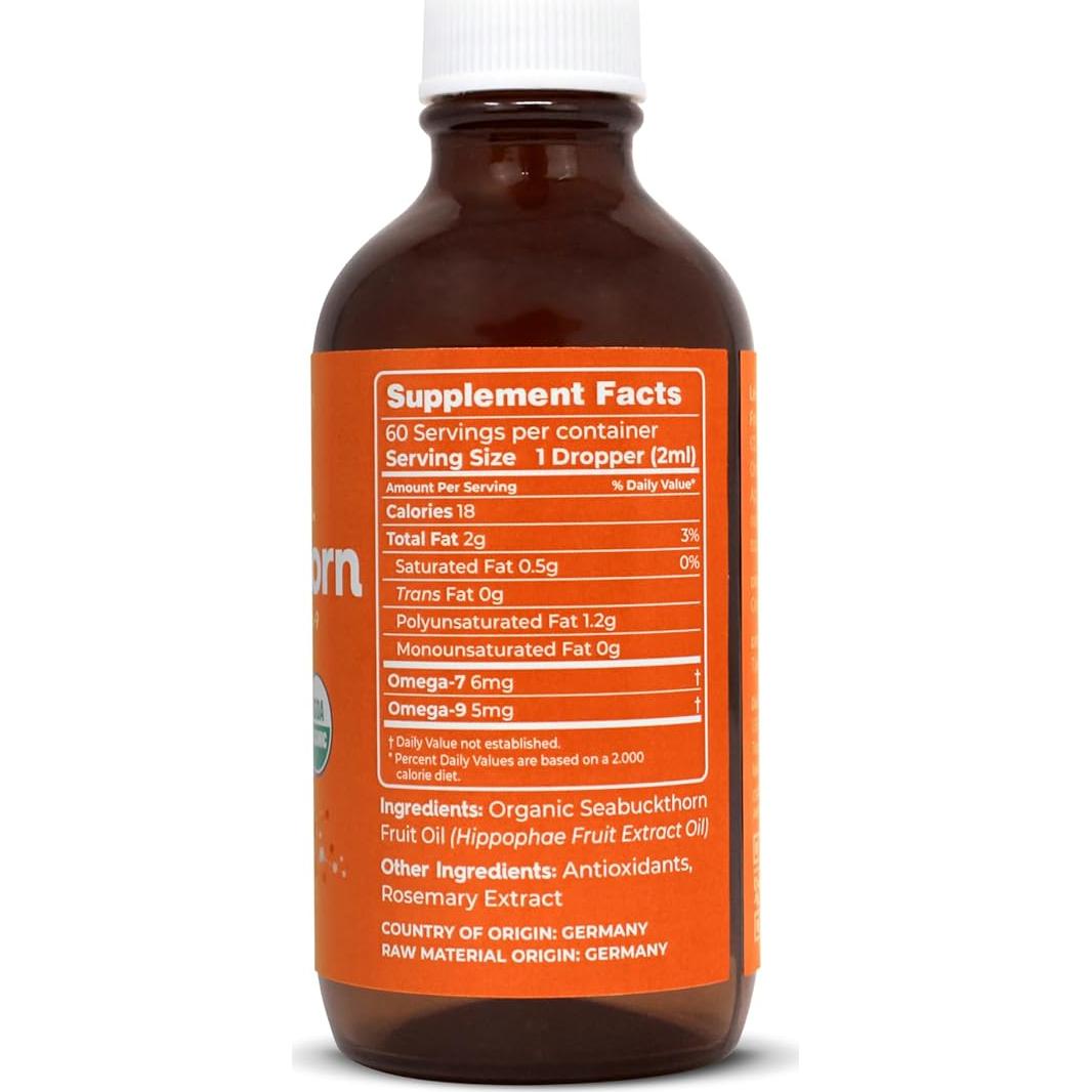 Aceite de espino amarillo orgánico Lekithos 113.4 ml Omega-7