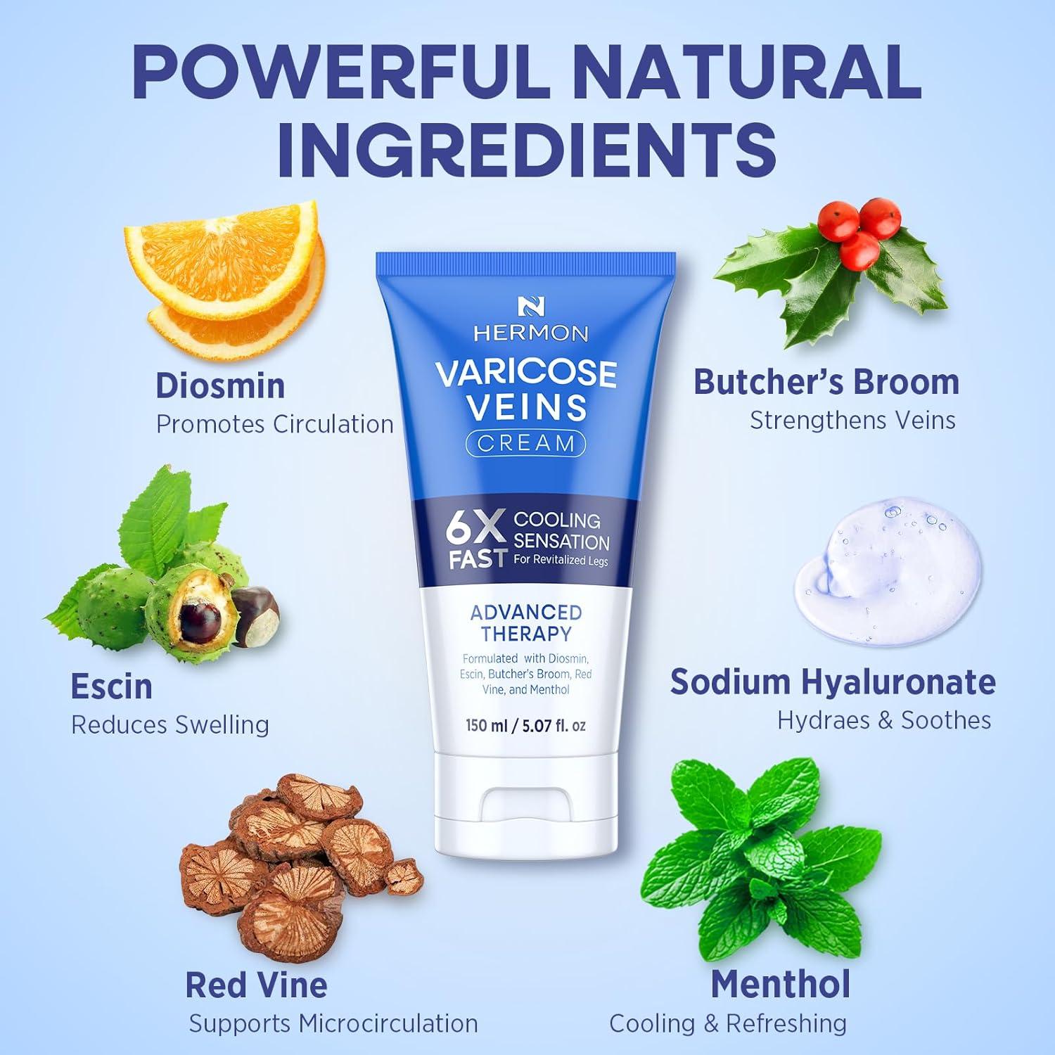 Crema para Venas Varicosas Hermon 150 ml - Fórmula Natural