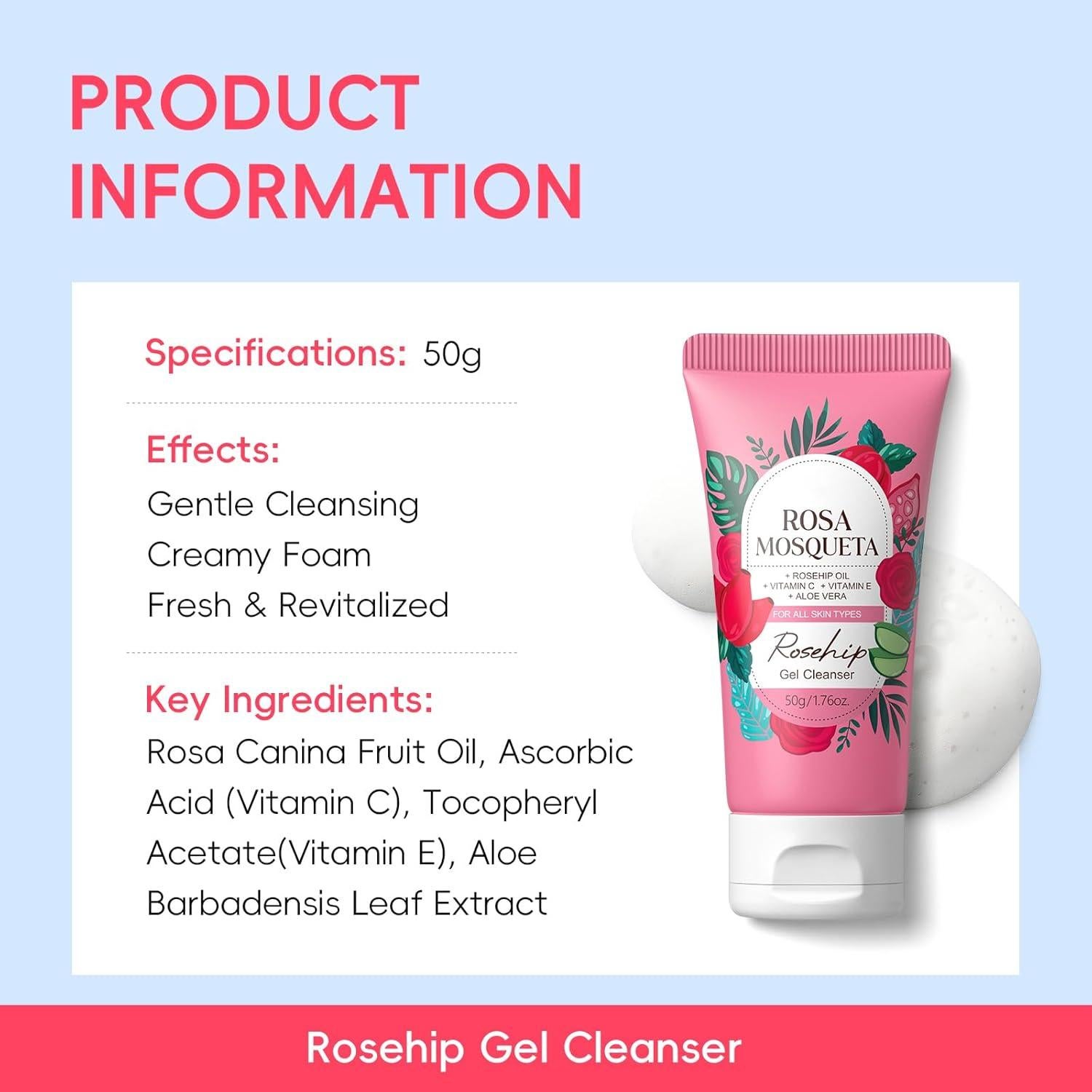 Conjunto de Cuidado de la Piel BeauBase Rosa Mosqueta 5 Piezas