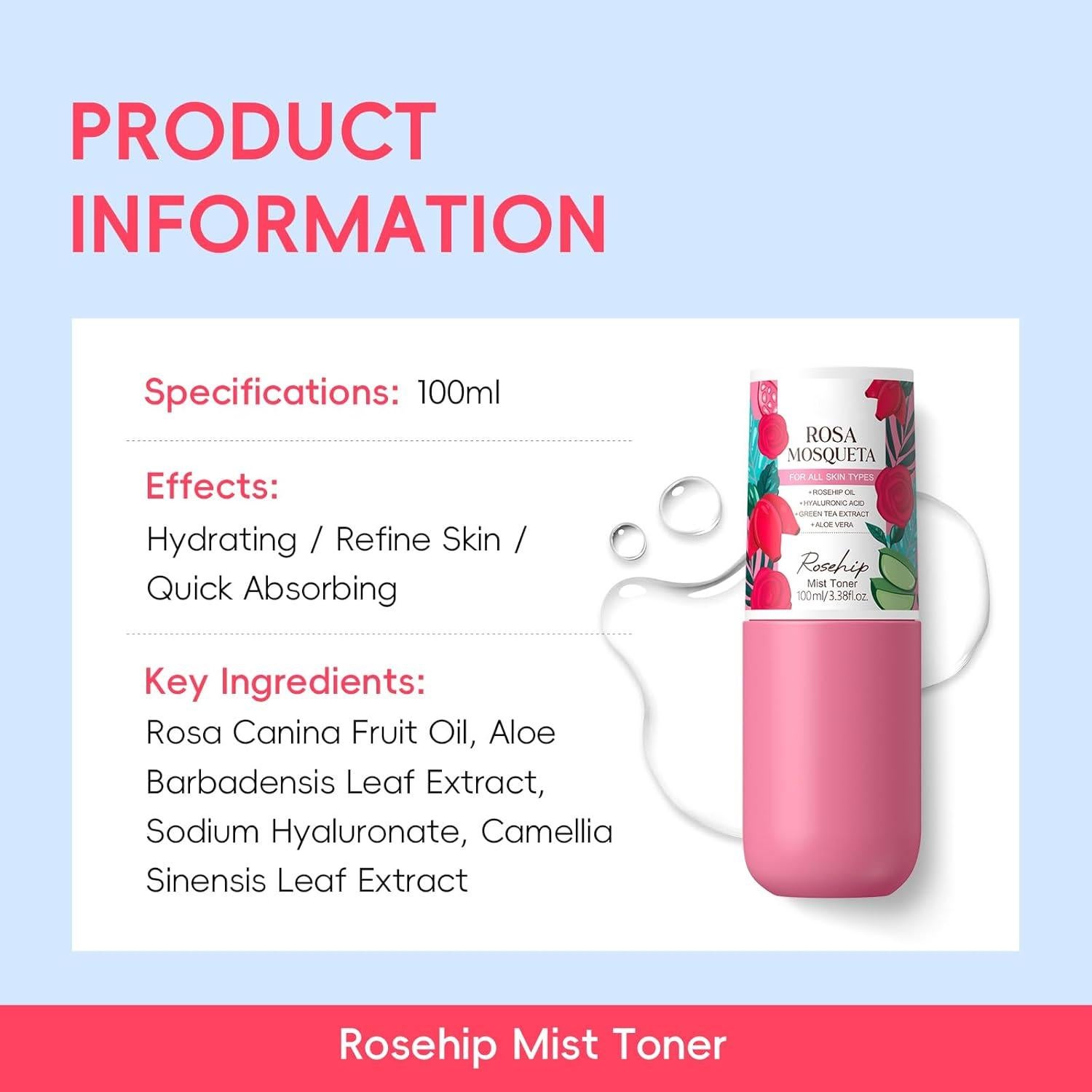 Conjunto de Cuidado de la Piel BeauBase Rosa Mosqueta 5 Piezas