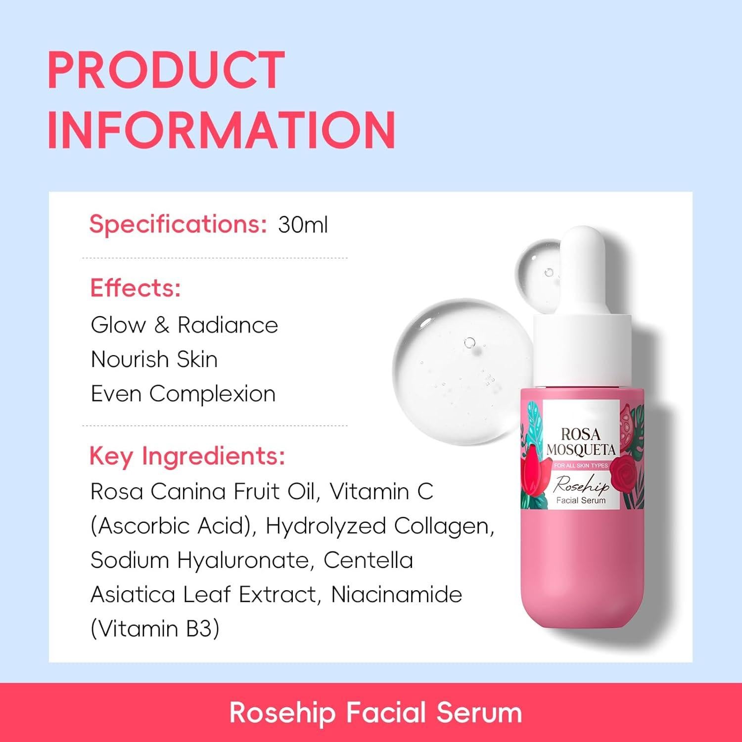 Conjunto de Cuidado de la Piel BeauBase Rosa Mosqueta 5 Piezas