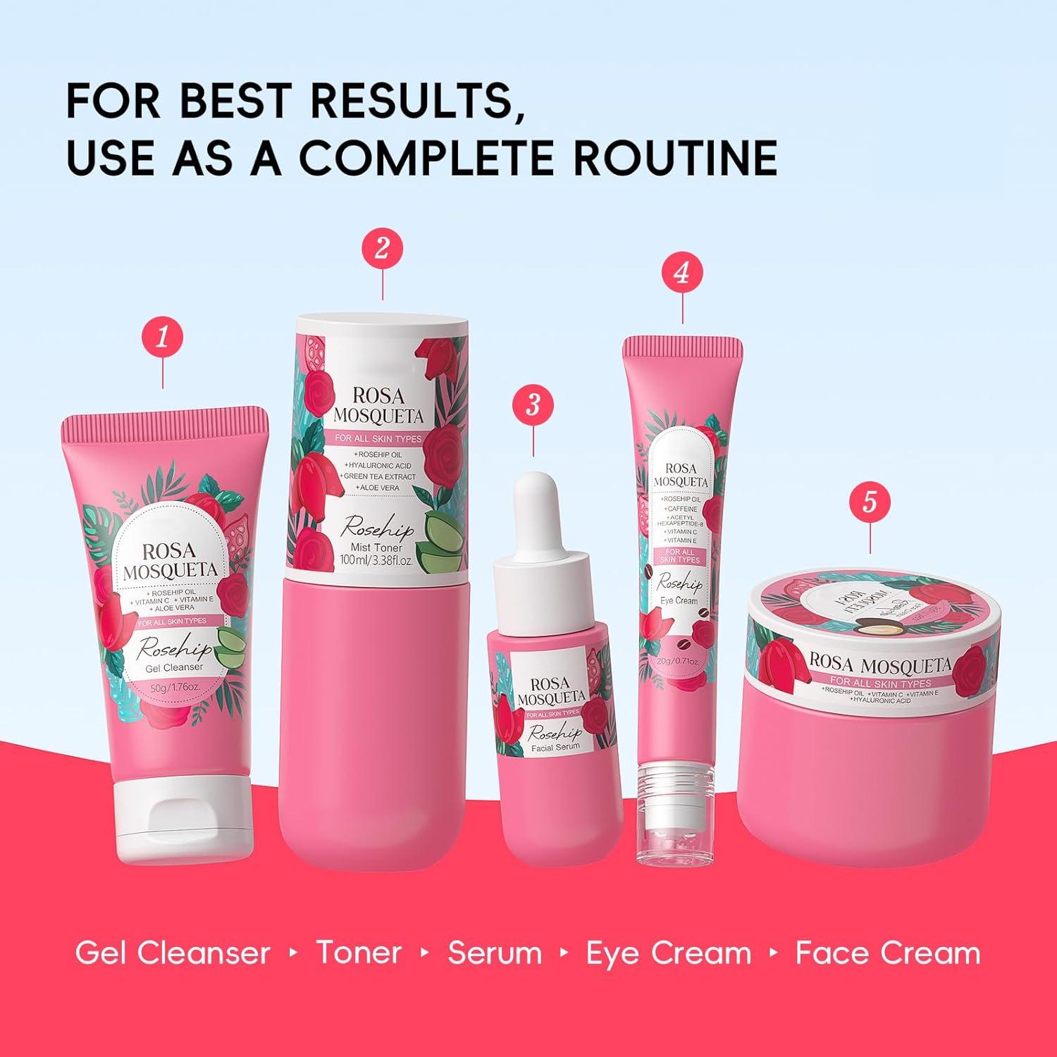 Conjunto de Cuidado de la Piel BeauBase Rosa Mosqueta 5 Piezas
