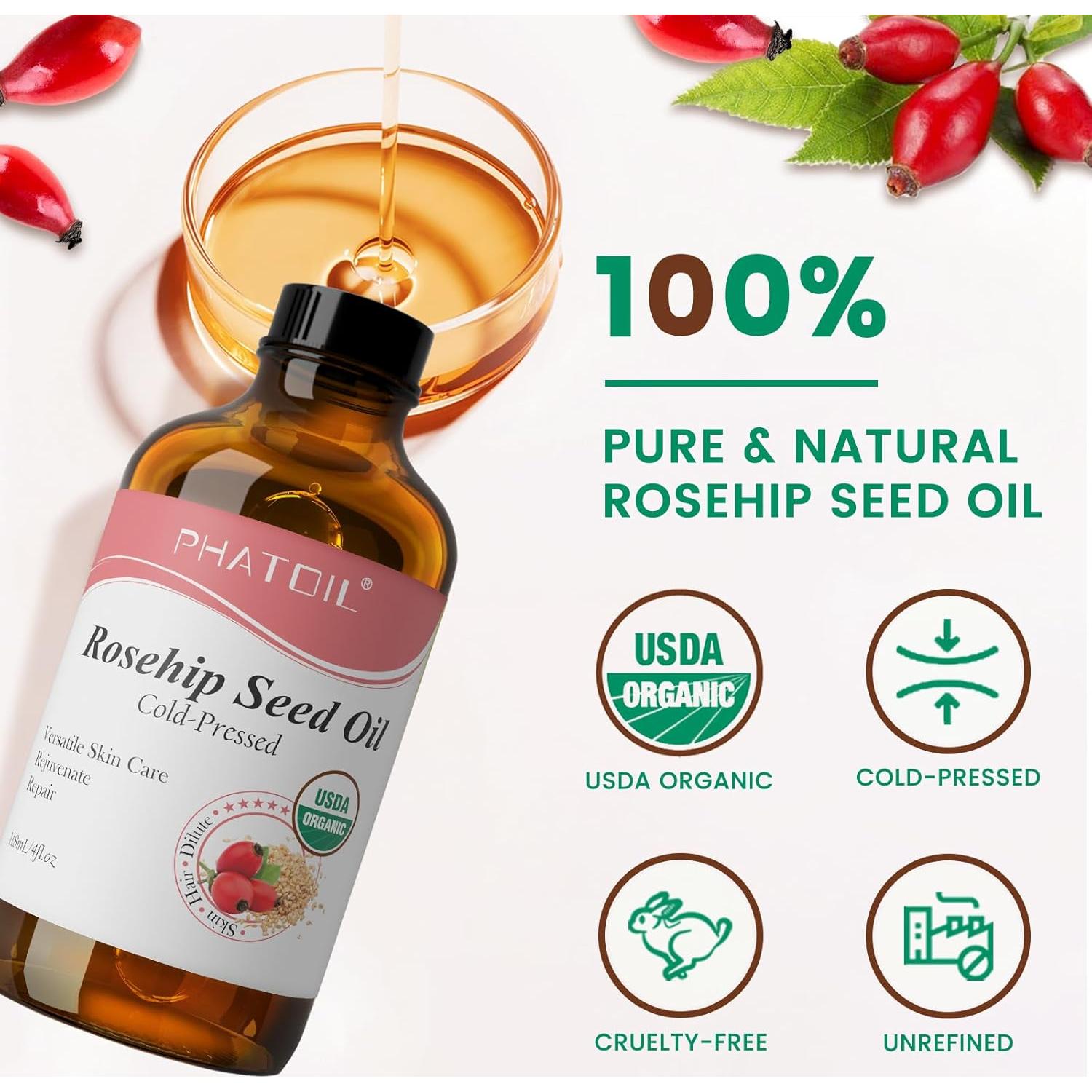 Aceite de Semilla de Rosa Mosqueta Orgánico PHATOIL 118ml