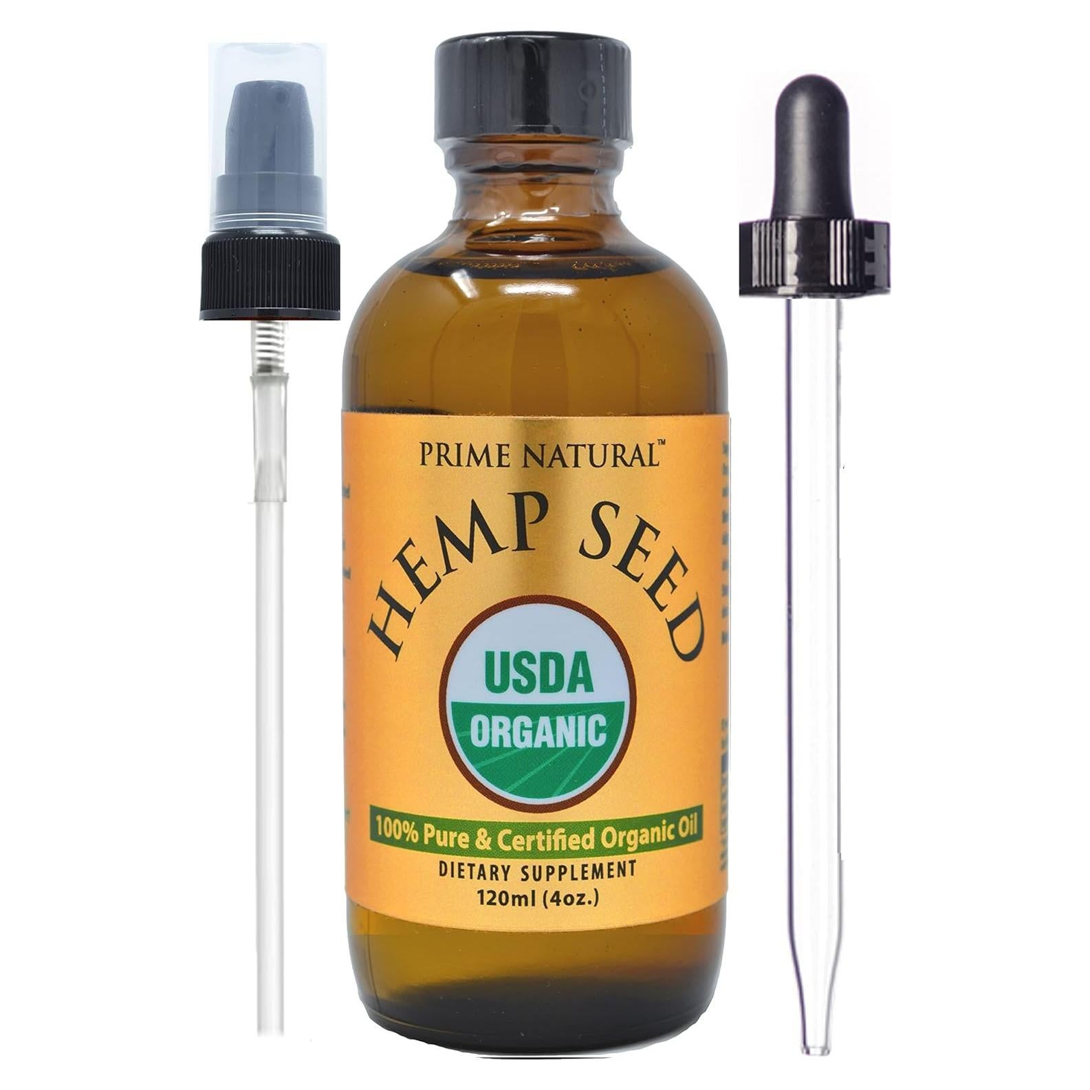 Aceite de Semilla de Cáñamo Orgánico Prime Natural 120ml - Certificado USDA - Puro y Virgen