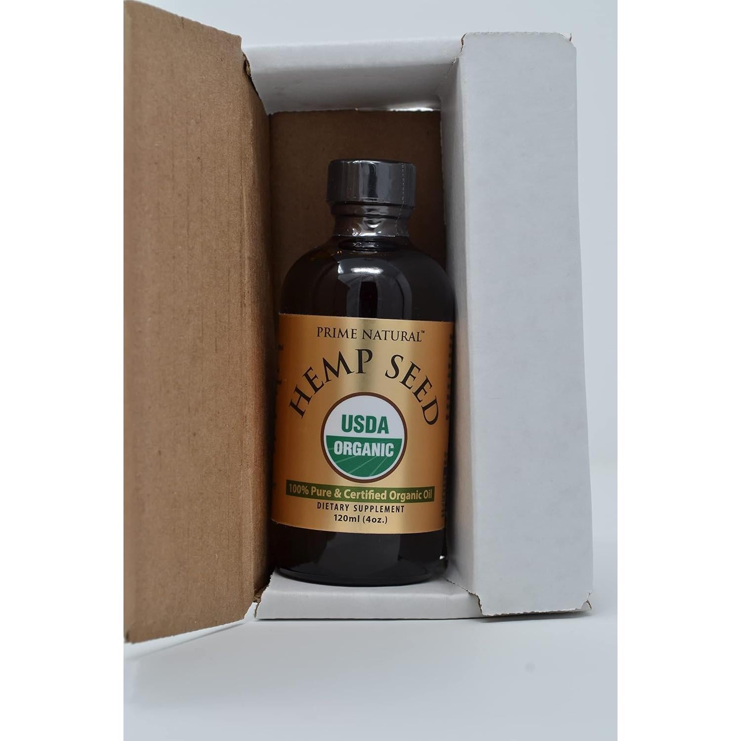 Aceite de Semilla de Cáñamo Orgánico Prime Natural 120ml - Certificado USDA - Puro y Virgen