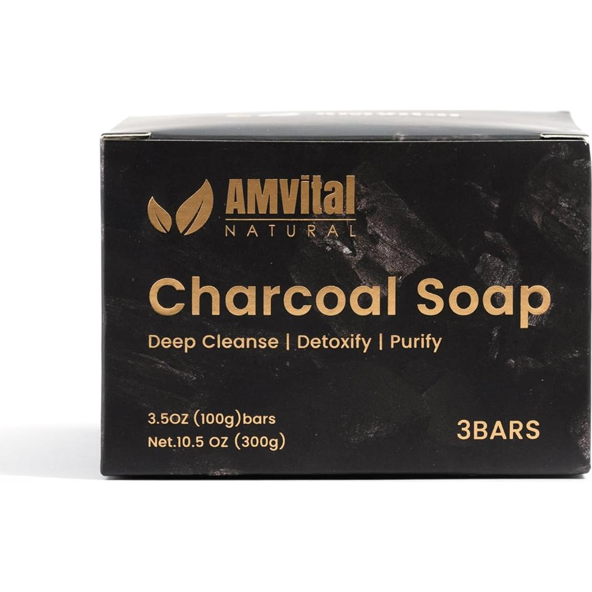 Conjunto de Jabones de Carbón Natural AMVital - 3 Piezas Veganas