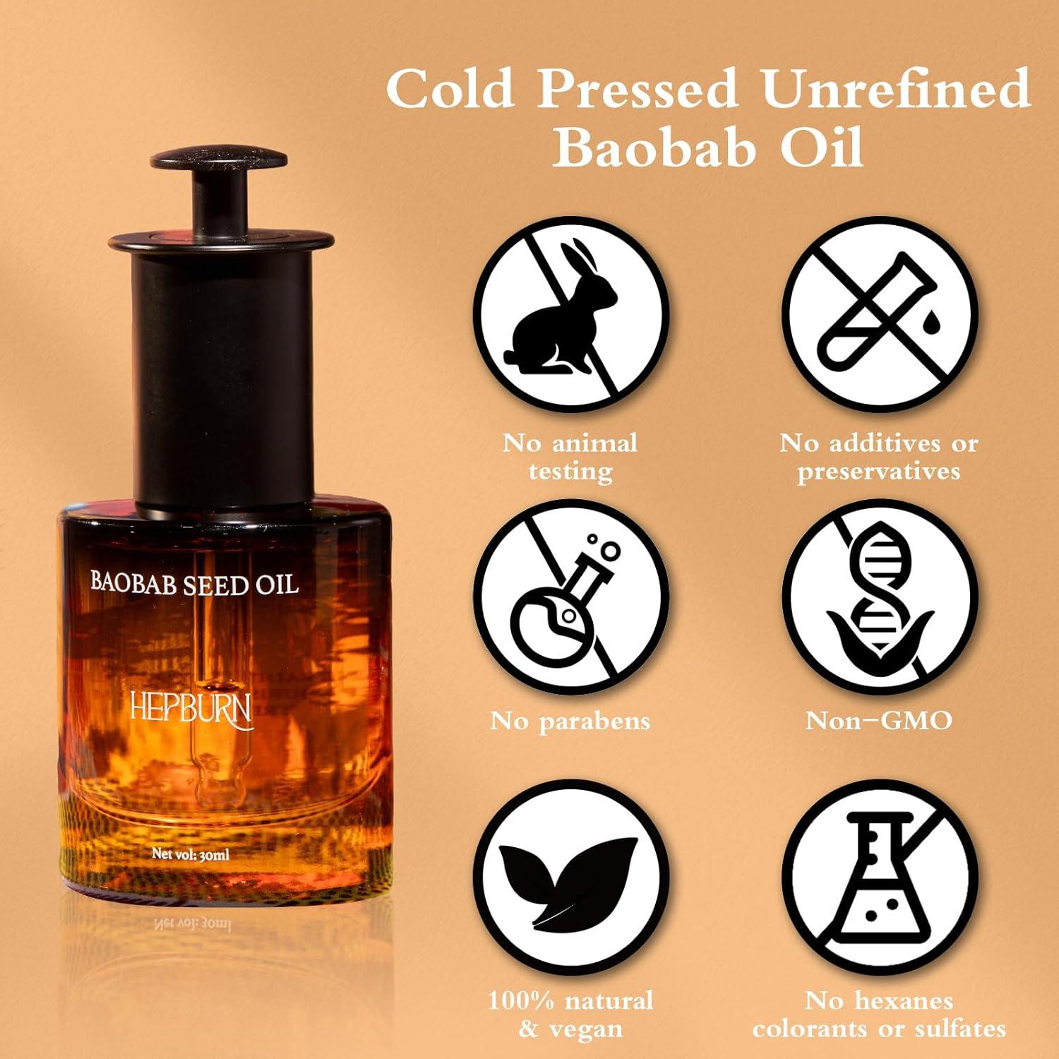 Aceite de Semilla de Baobab Hepburn Orgánico 30ml - Hidratante Natural