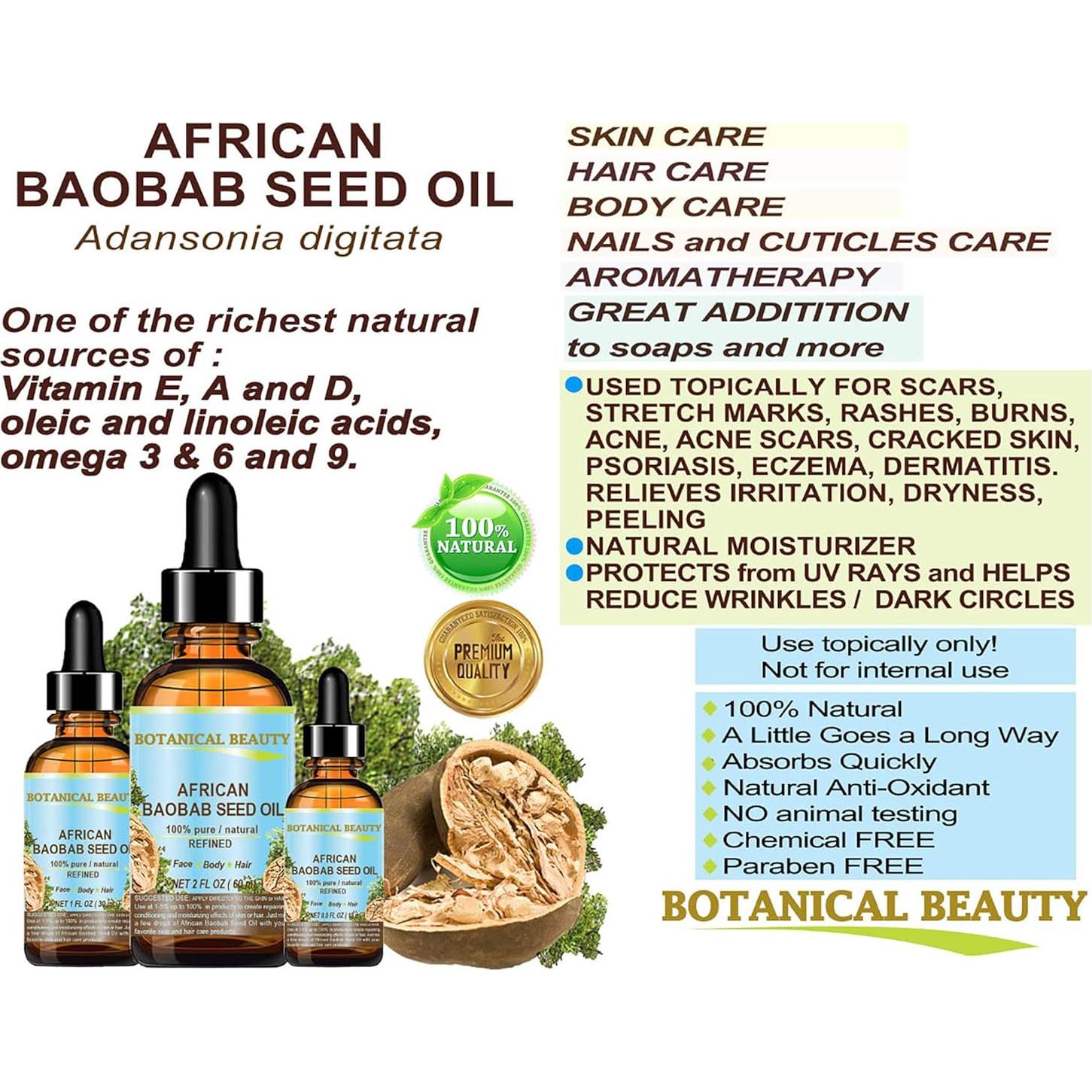 Aceite de Semilla de Baobab 100% Puro 30 ml - Hidratante Natural