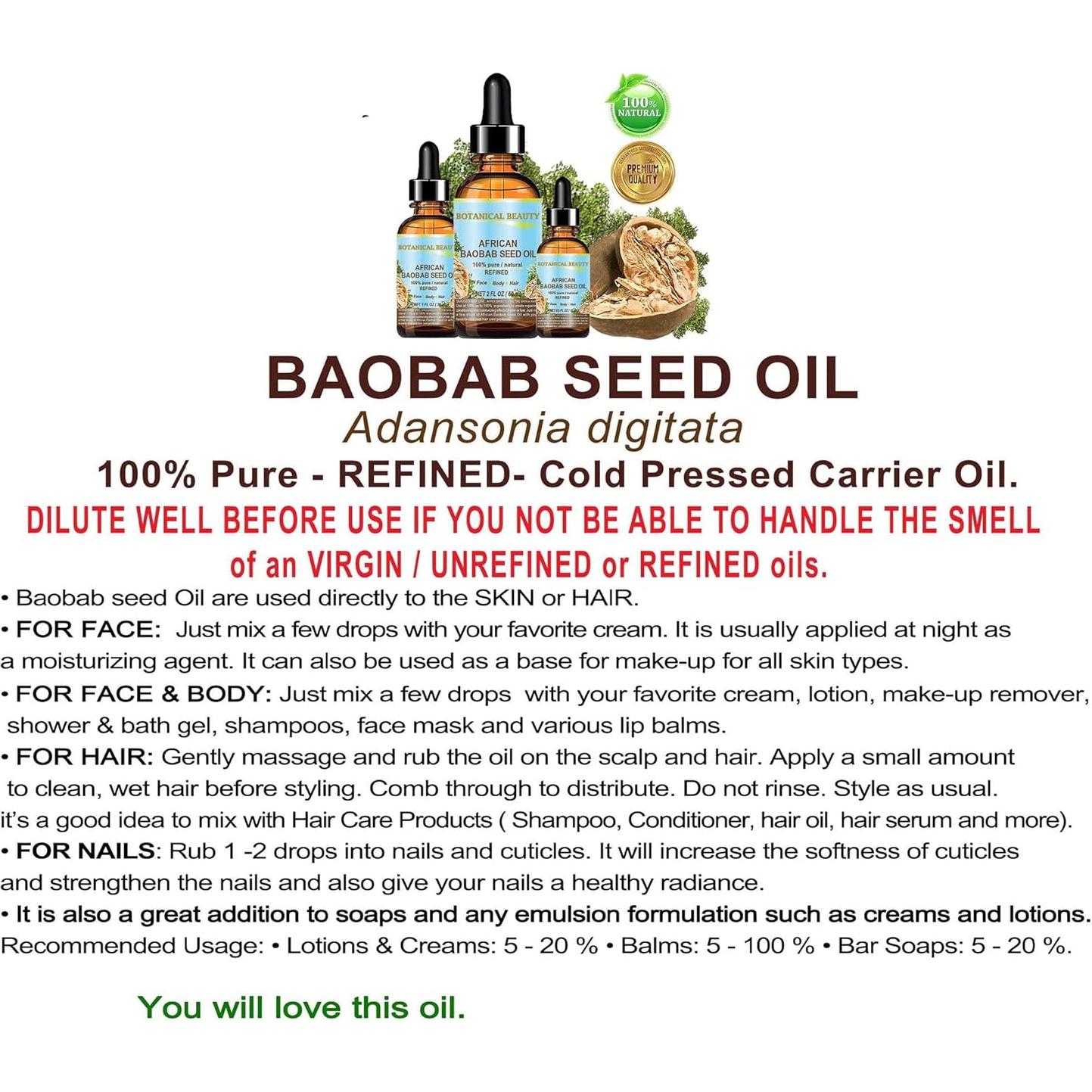 Aceite de Semilla de Baobab 100% Puro 30 ml - Hidratante Natural