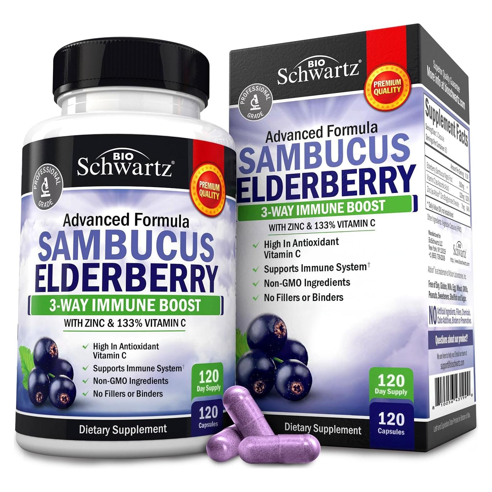 Cápsulas de Saúco BioSchwartz con Zinc y Vitamina C 120 Unidades