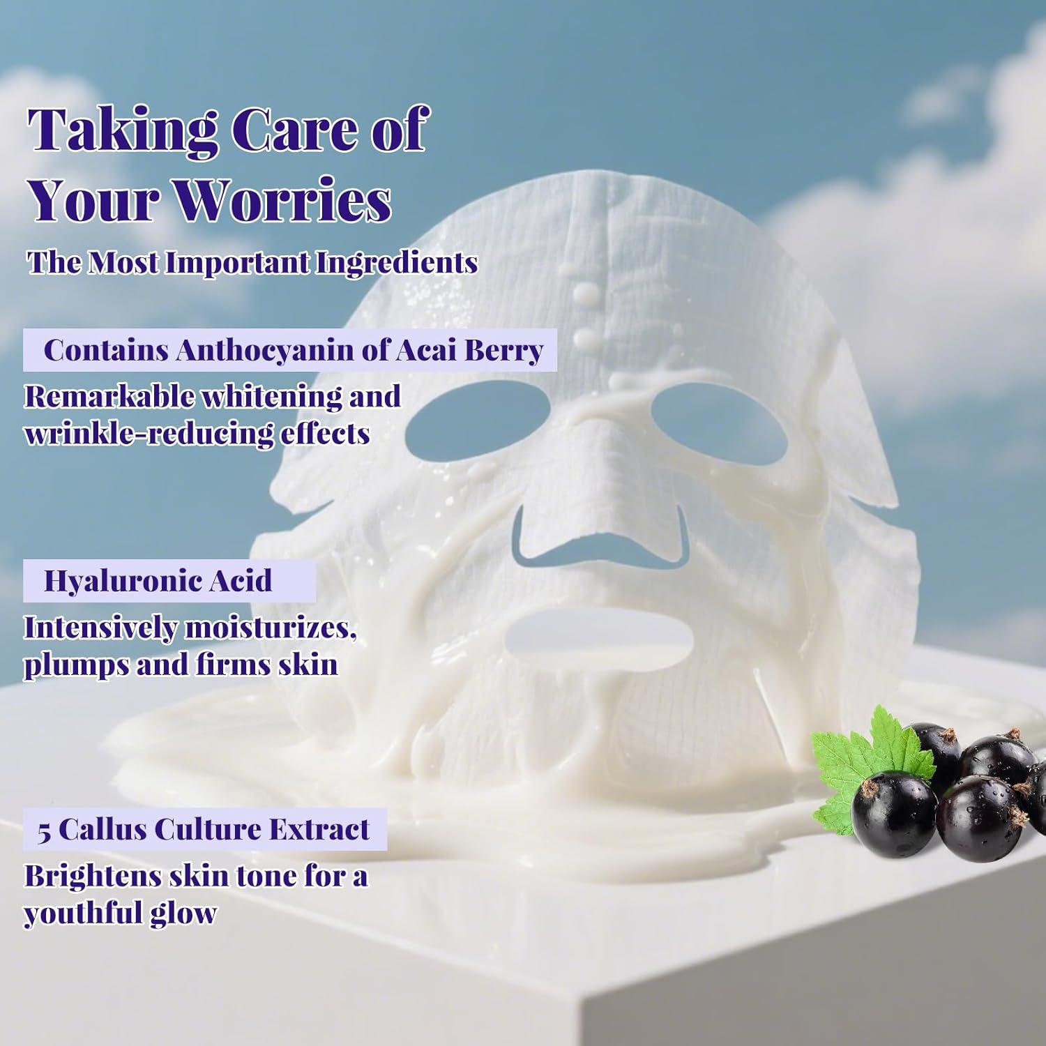 Máscara Hidratante Acai Berry JAAN - Set de 10 Piezas