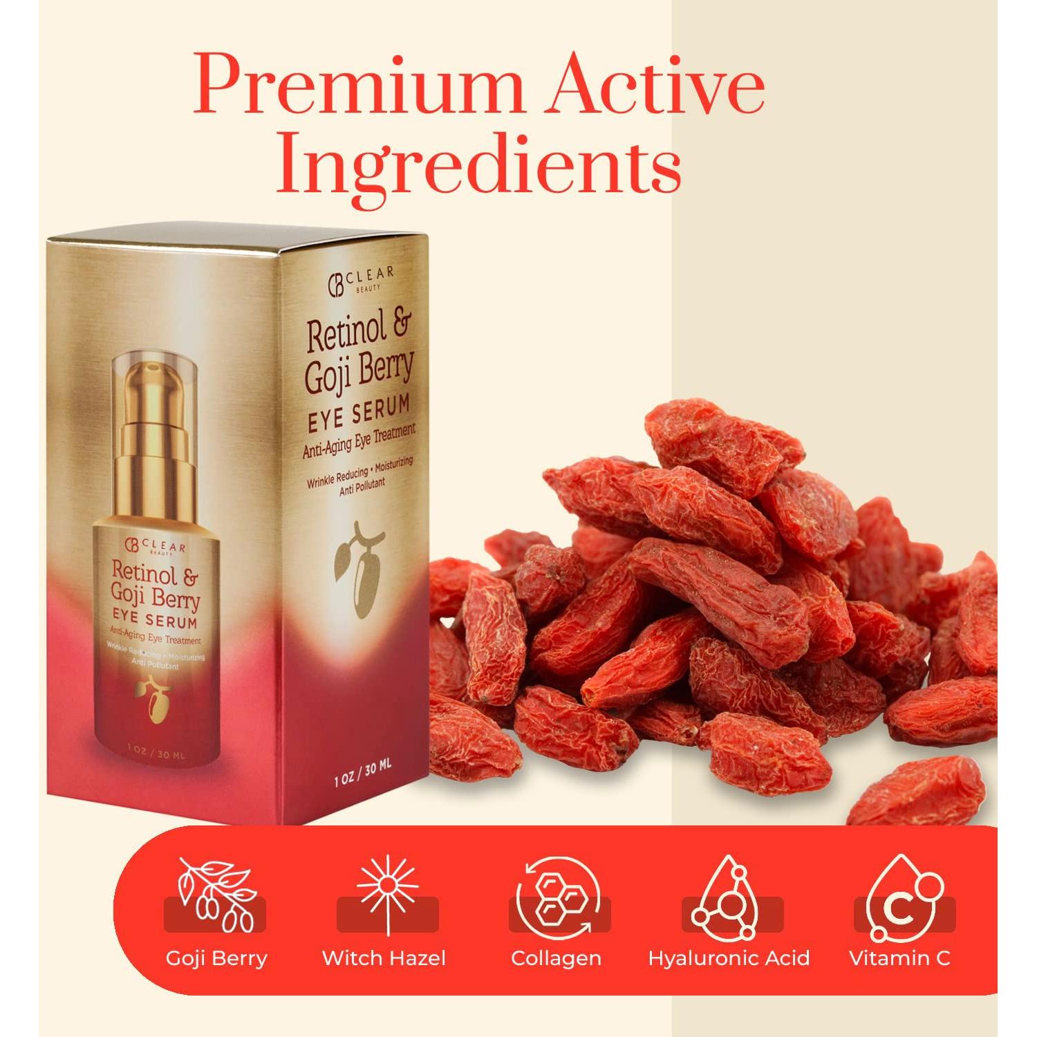 Suero Contorno de Ojos Clear Beauty con Retinol y Baya de Goji