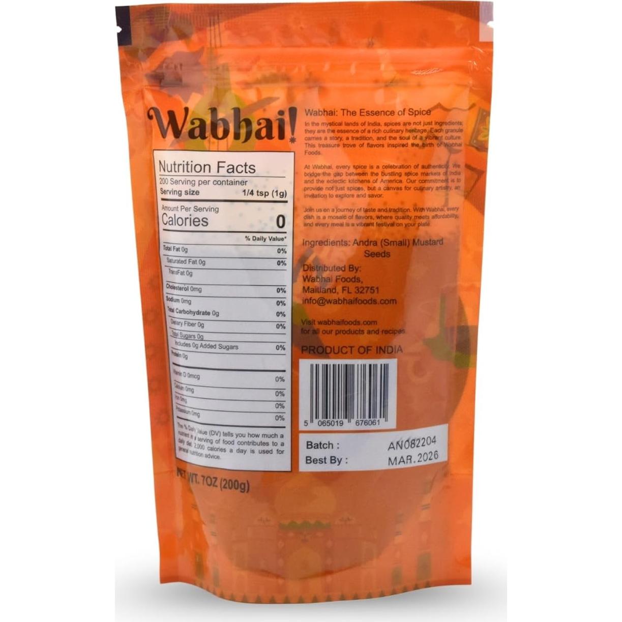 Semillas de Mostaza Andra Wabhai 200g | Especia Natural