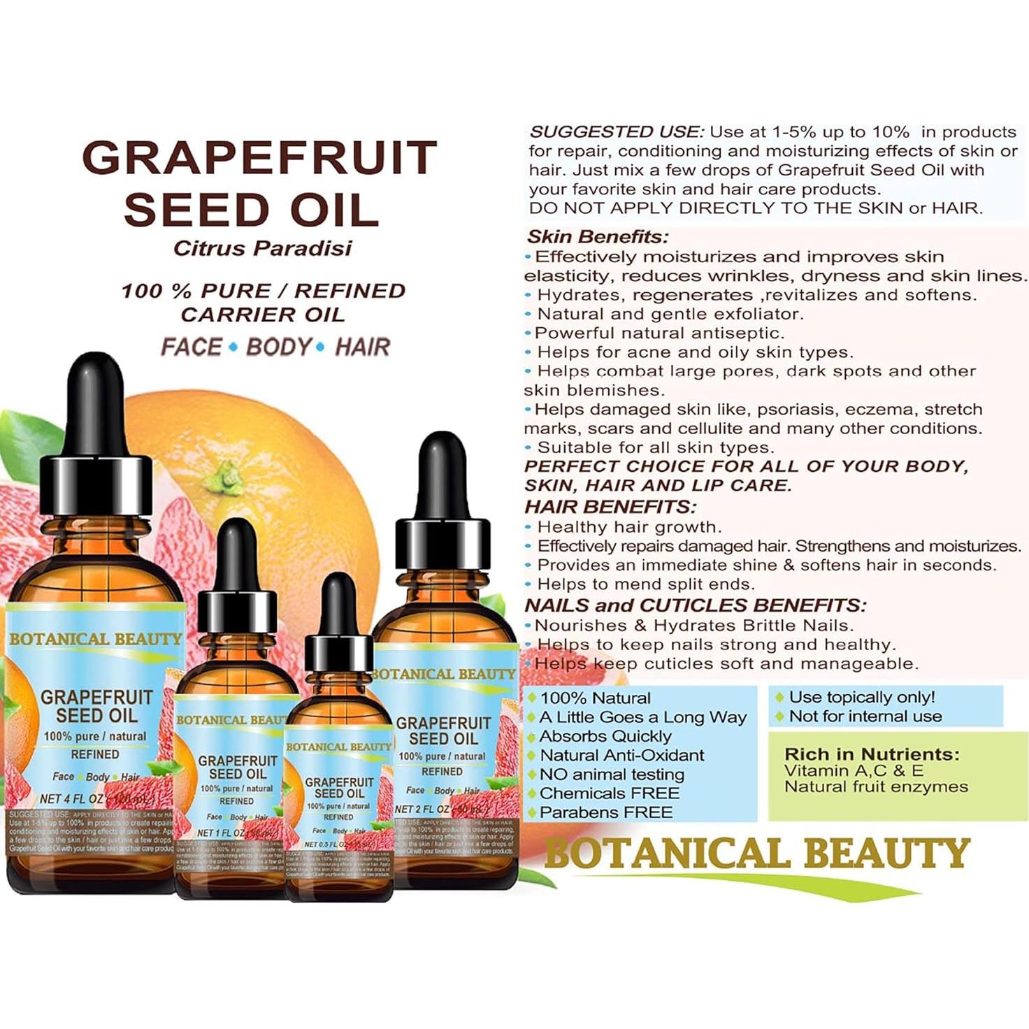 Aceite de Semilla de Pomelo 100% Puro Belleza Botánica 15 ml