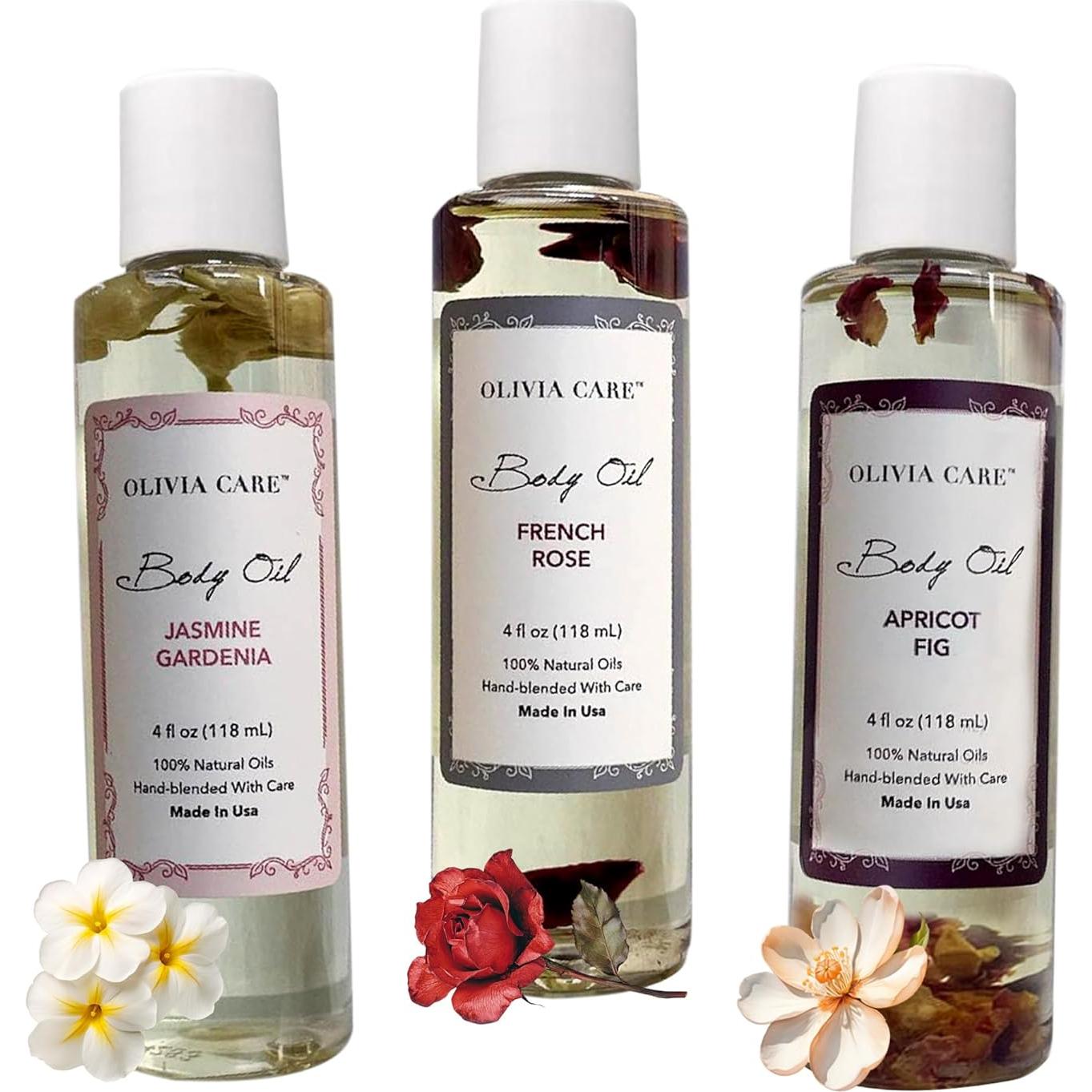 Aceites Corporales Olivia Care 3 Pack - Higo, Rosa, Jazmín