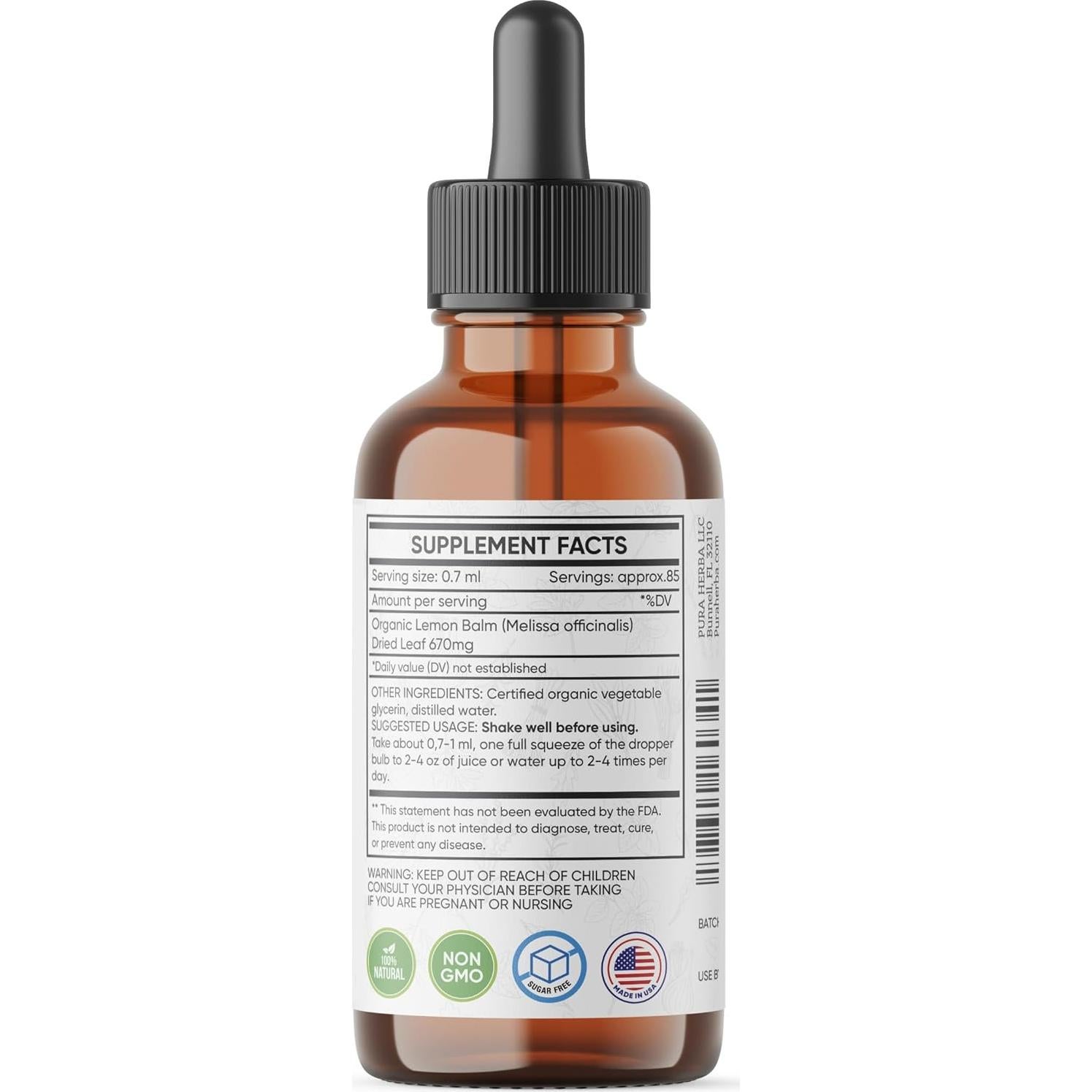 Tintura de Bálamo Limón Pura Herba 118.3 ml - Sin Alcohol