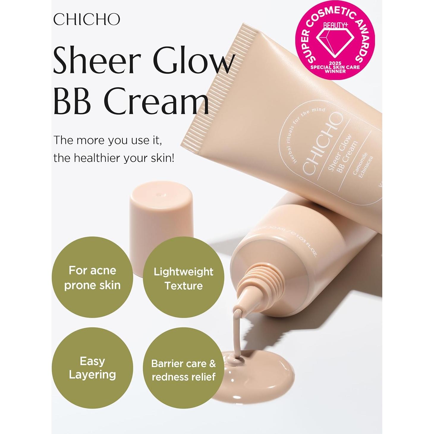 Crema BB Brillo Sheer CHICHO 30 ml - Base Herbal Piel Sensible