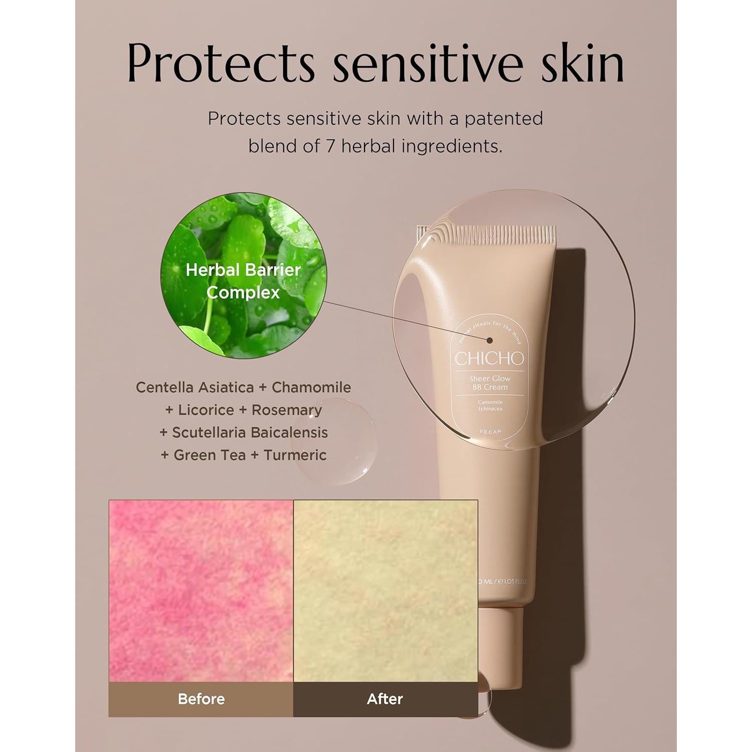 Crema BB Brillo Sheer CHICHO 30 ml - Base Herbal Piel Sensible