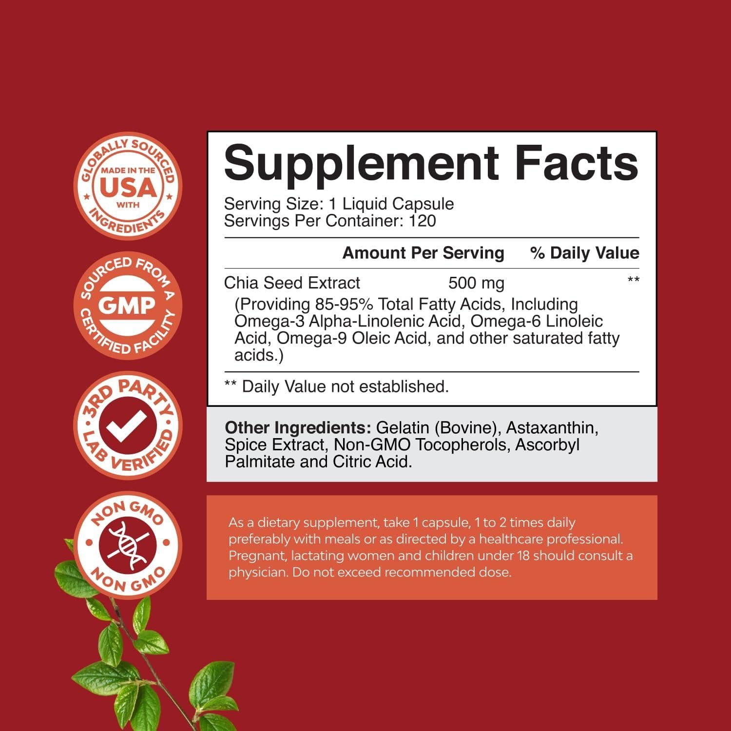 Cápsulas de Omega 3-6-9 de Semilla de Chía Natures Craft 120 Unidades